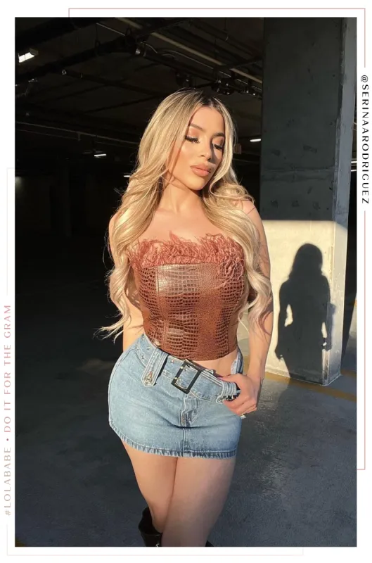 Iris Strapless Croc Corset Top - Brown sold by Miss Lola