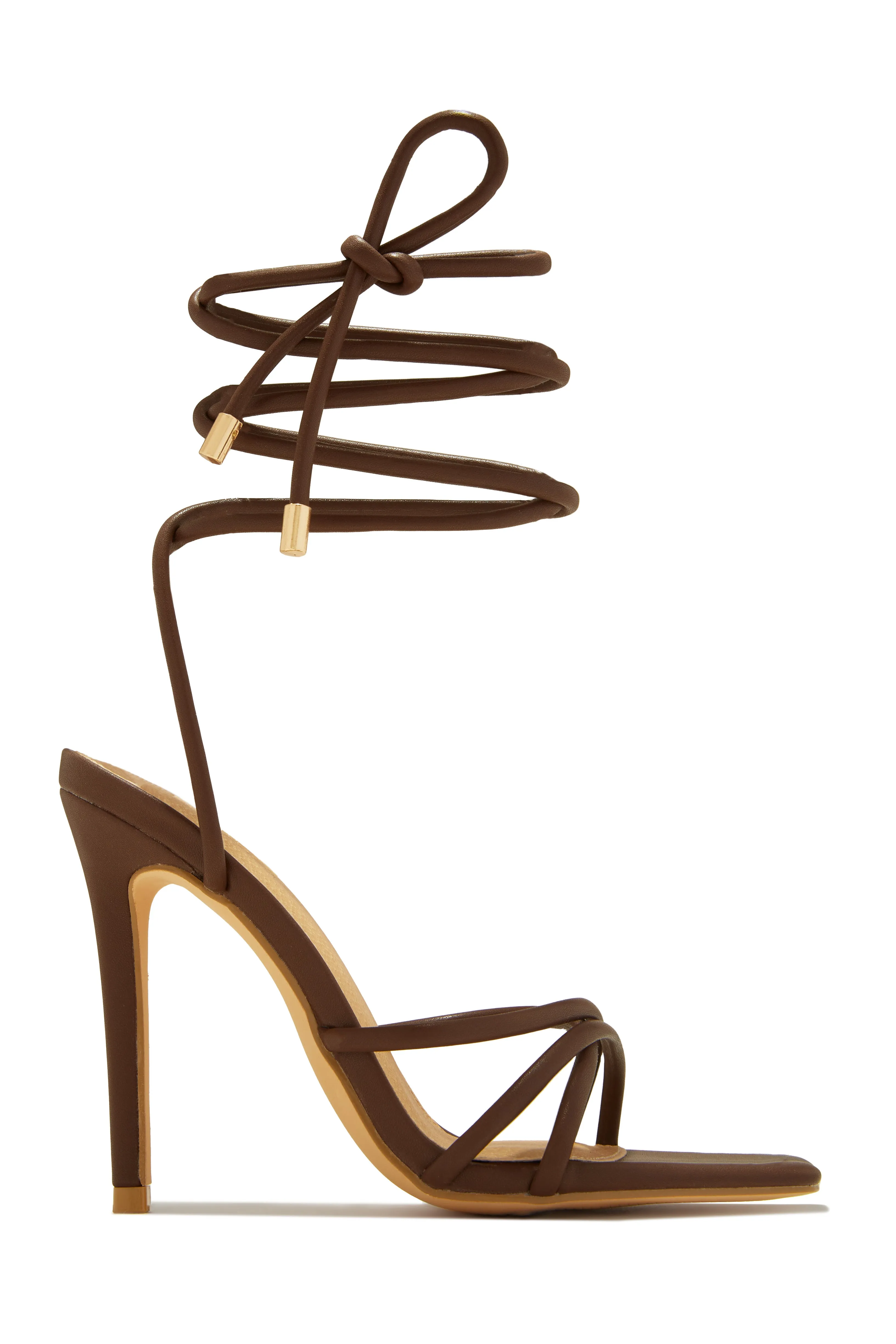 Holly Lace Up Strappy Heels - Brown sold by Miss Lola product image thumbnail 4