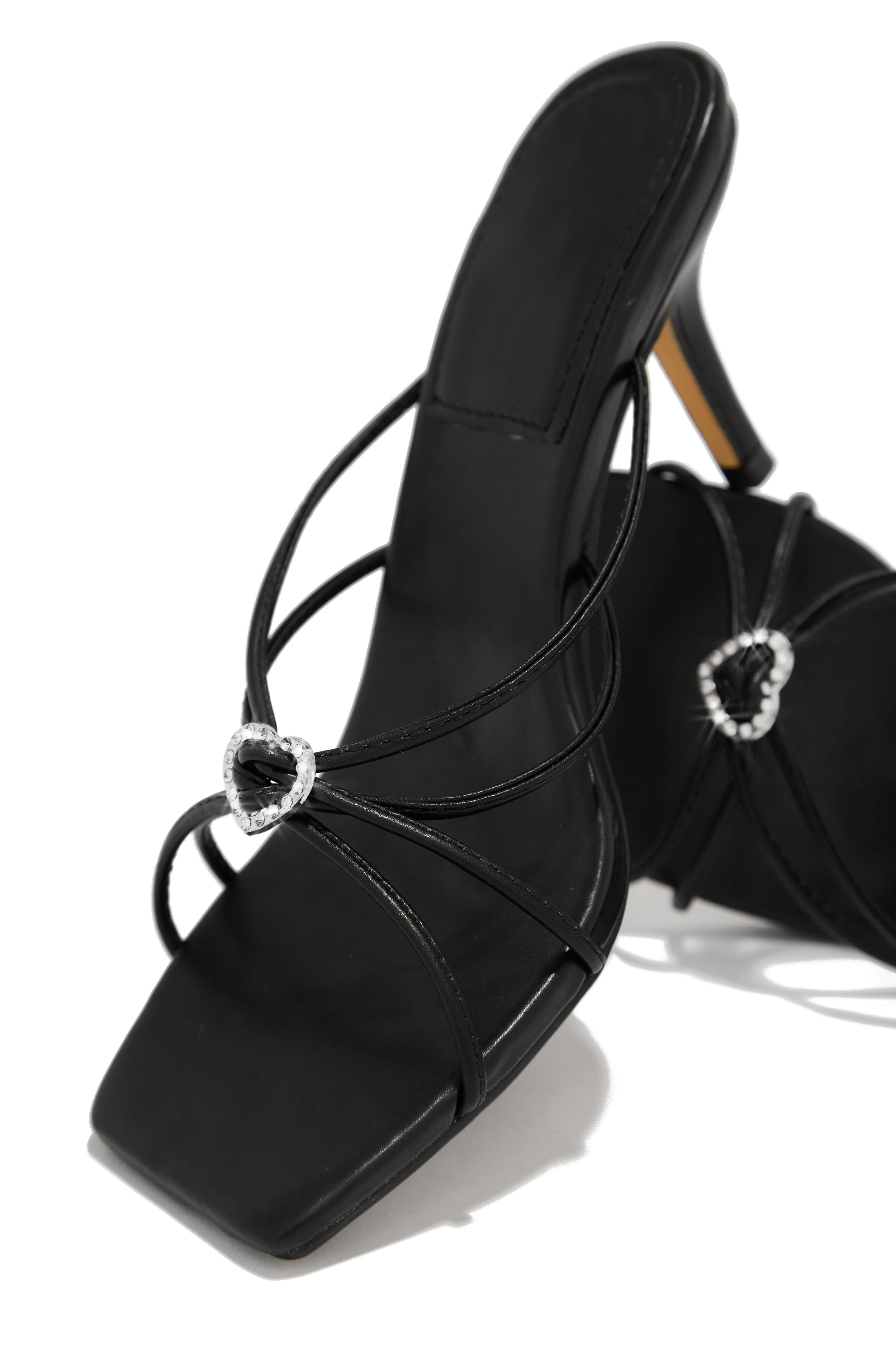 Pure Love Embellished Mid Heel Mules - Black sold by Miss Lola product image thumbnail 5