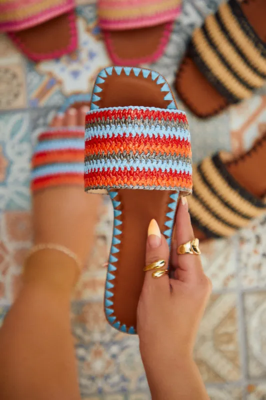 Jaylen Slip On Sandals - Blue sold by Miss Lola