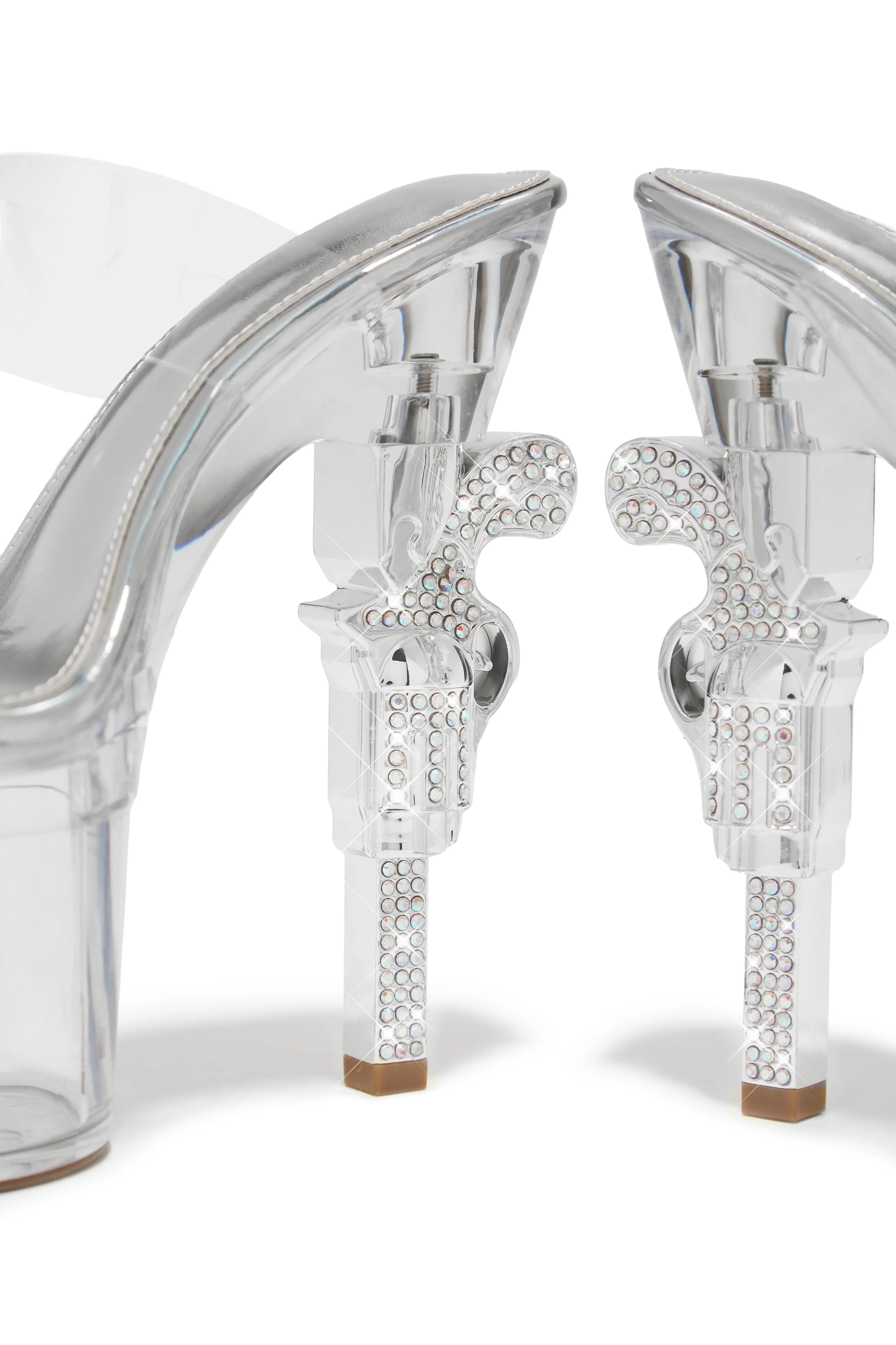 Bang Bang Platform High Heel Mules - Silver sold by Miss Lola product image thumbnail 2