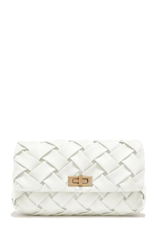 Naydine Woven Crossbody Handbag - White sold by Miss Lola