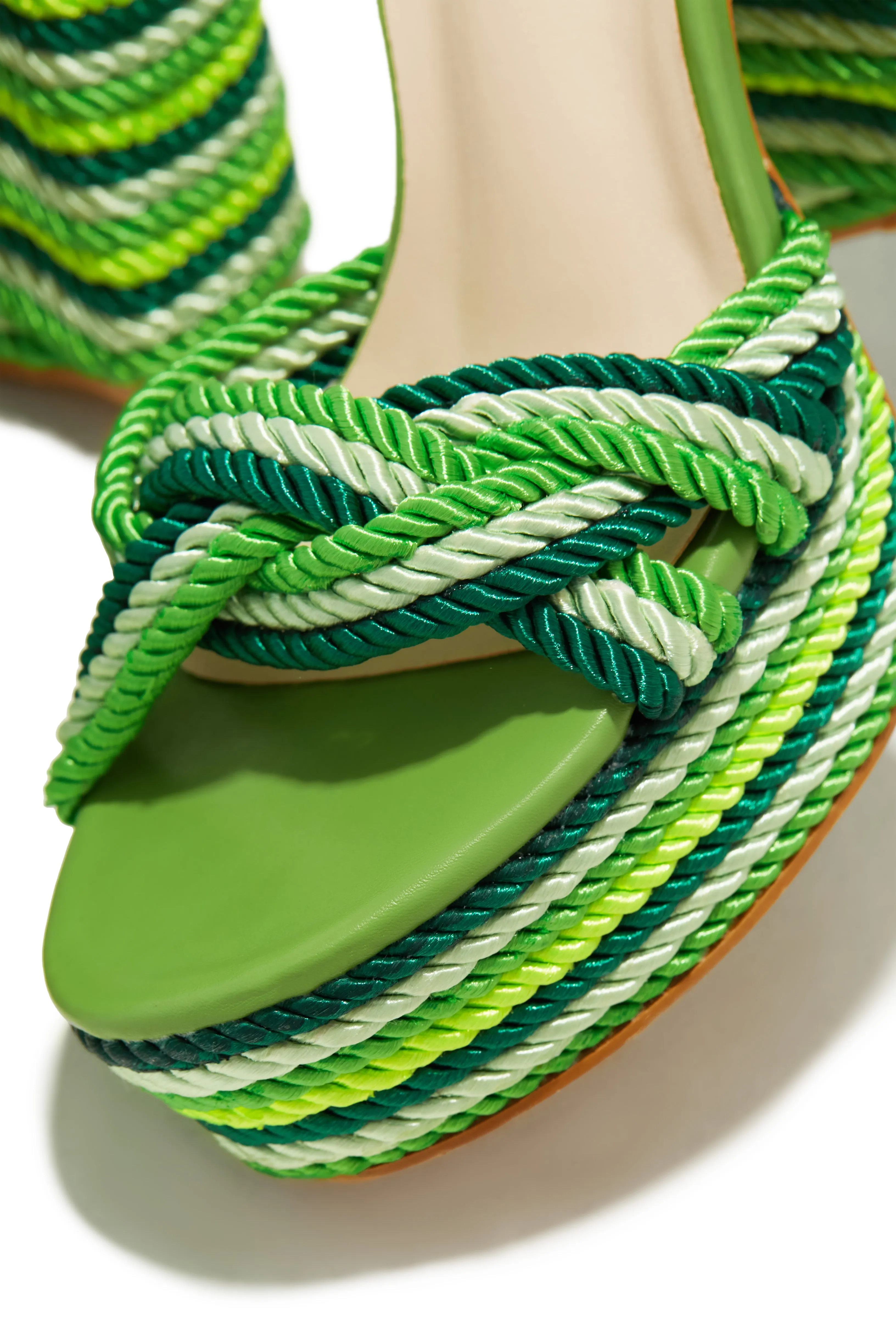 Jadin Lace Up Platform Block Heels - Green sold by Miss Lola product image thumbnail 2