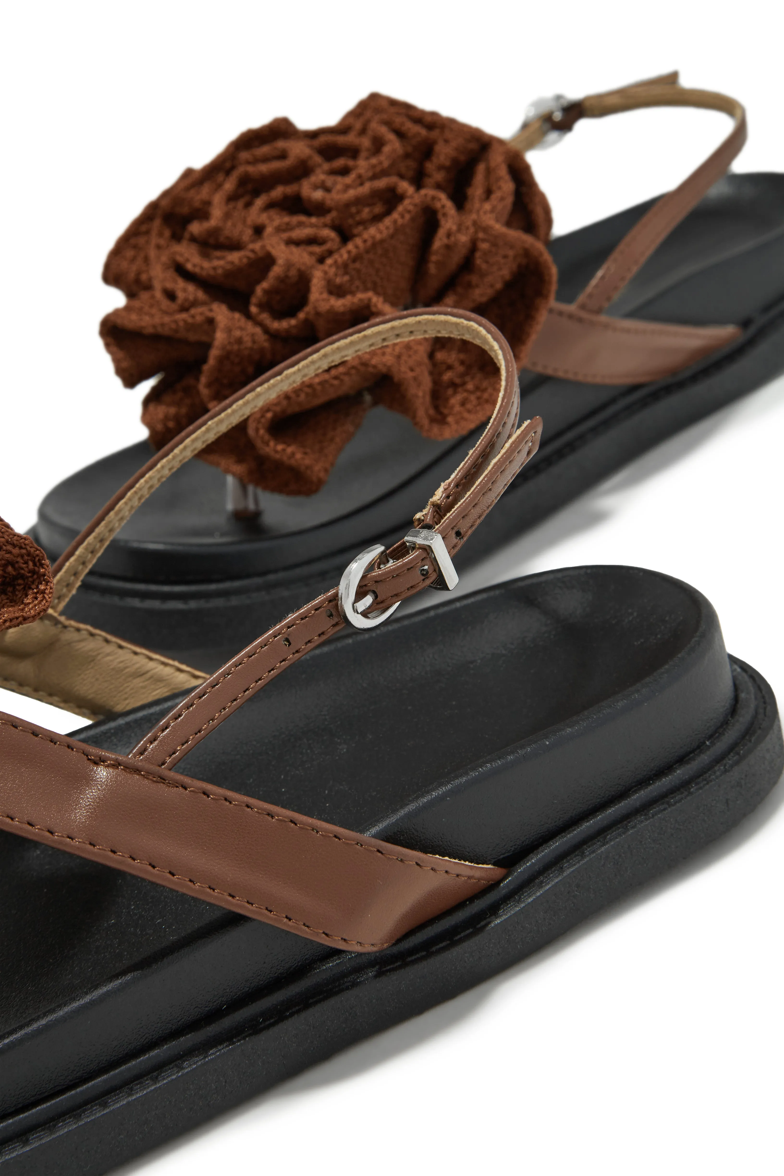 Florence Flower Chunky Sandals - Brown sold by Miss Lola product image thumbnail 4