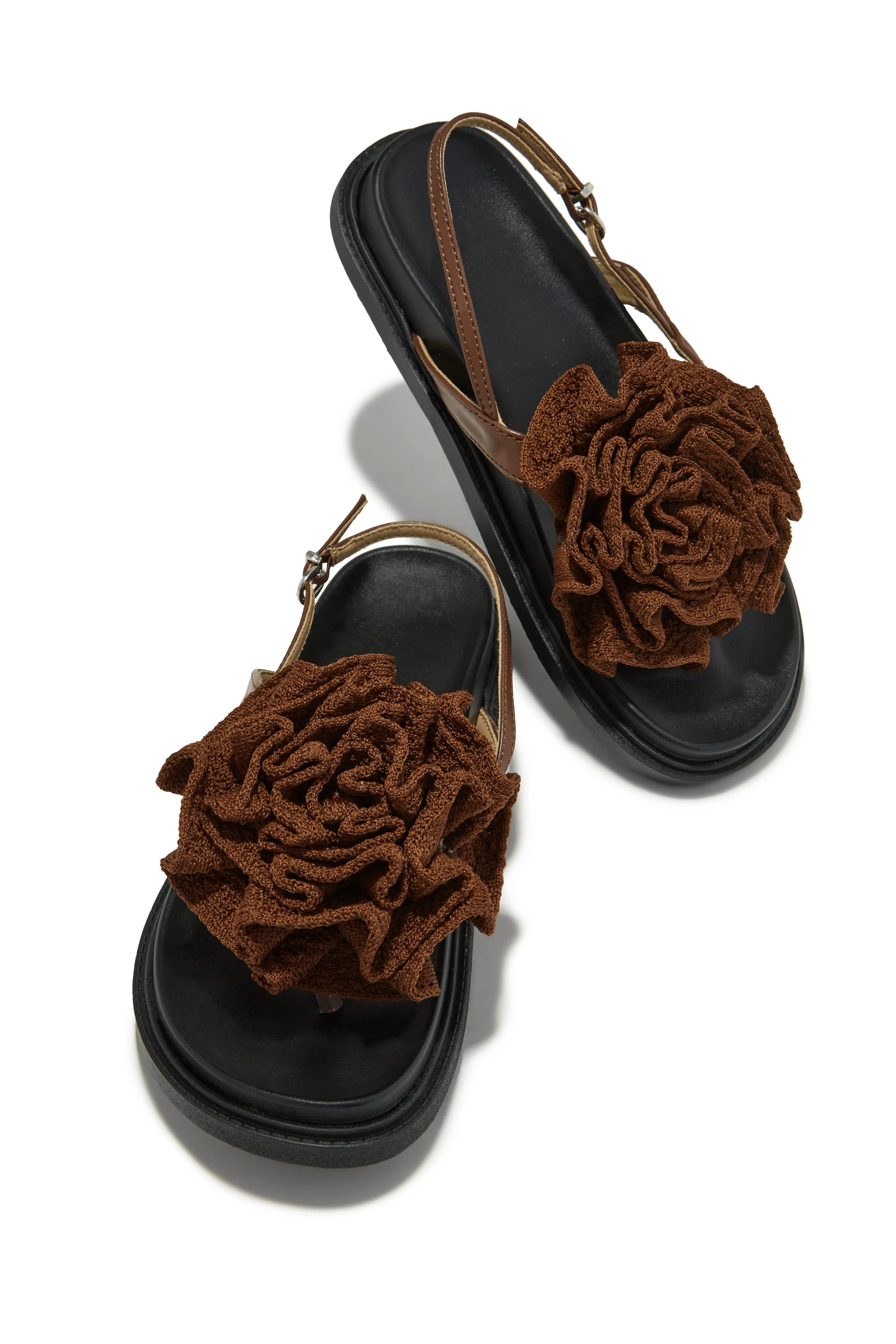 Florence Flower Chunky Sandals - Brown sold by Miss Lola product image thumbnail 5