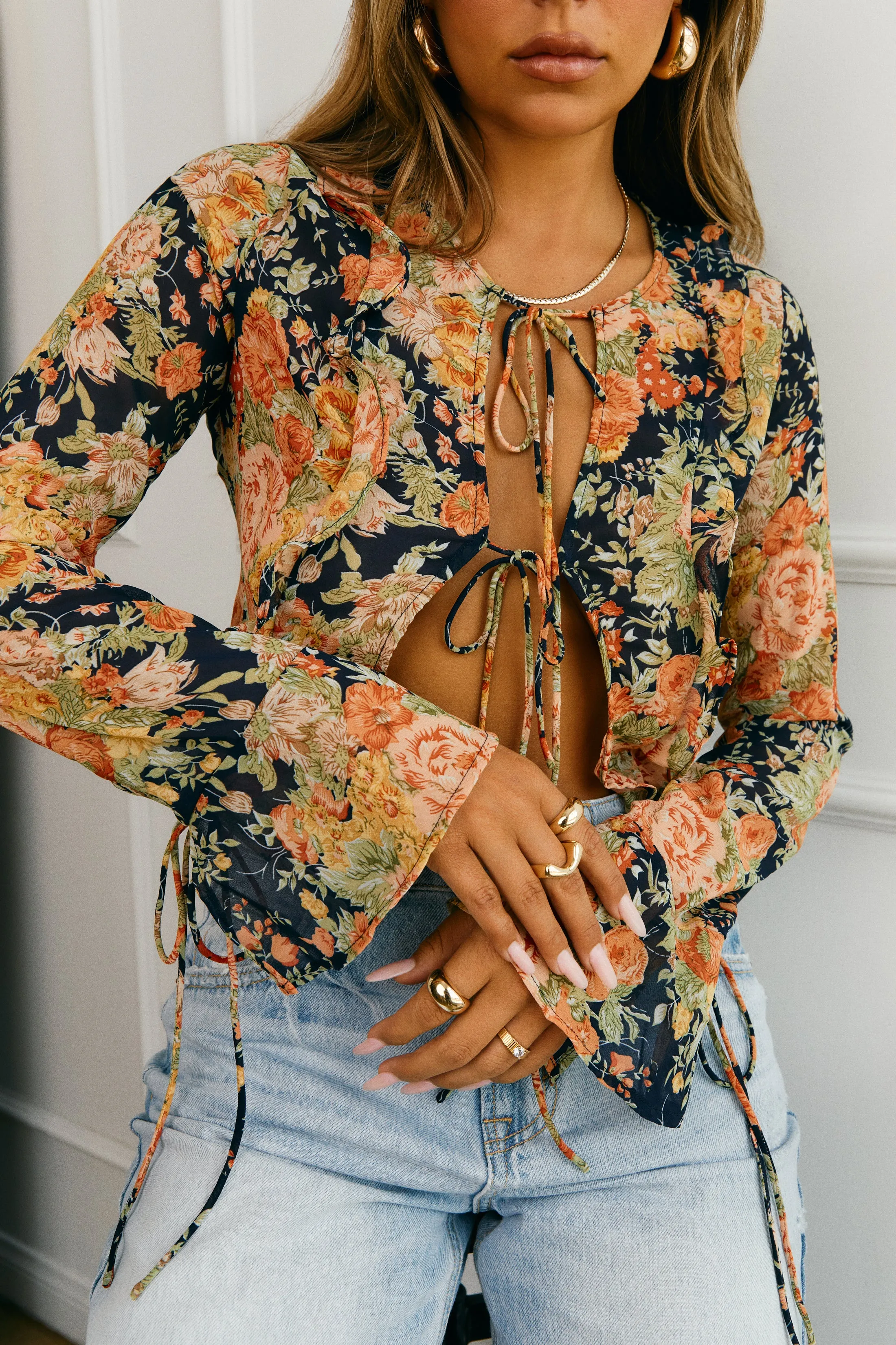 Saida Top Long Sleeve Top - Navy sold by Miss Lola product image thumbnail 4