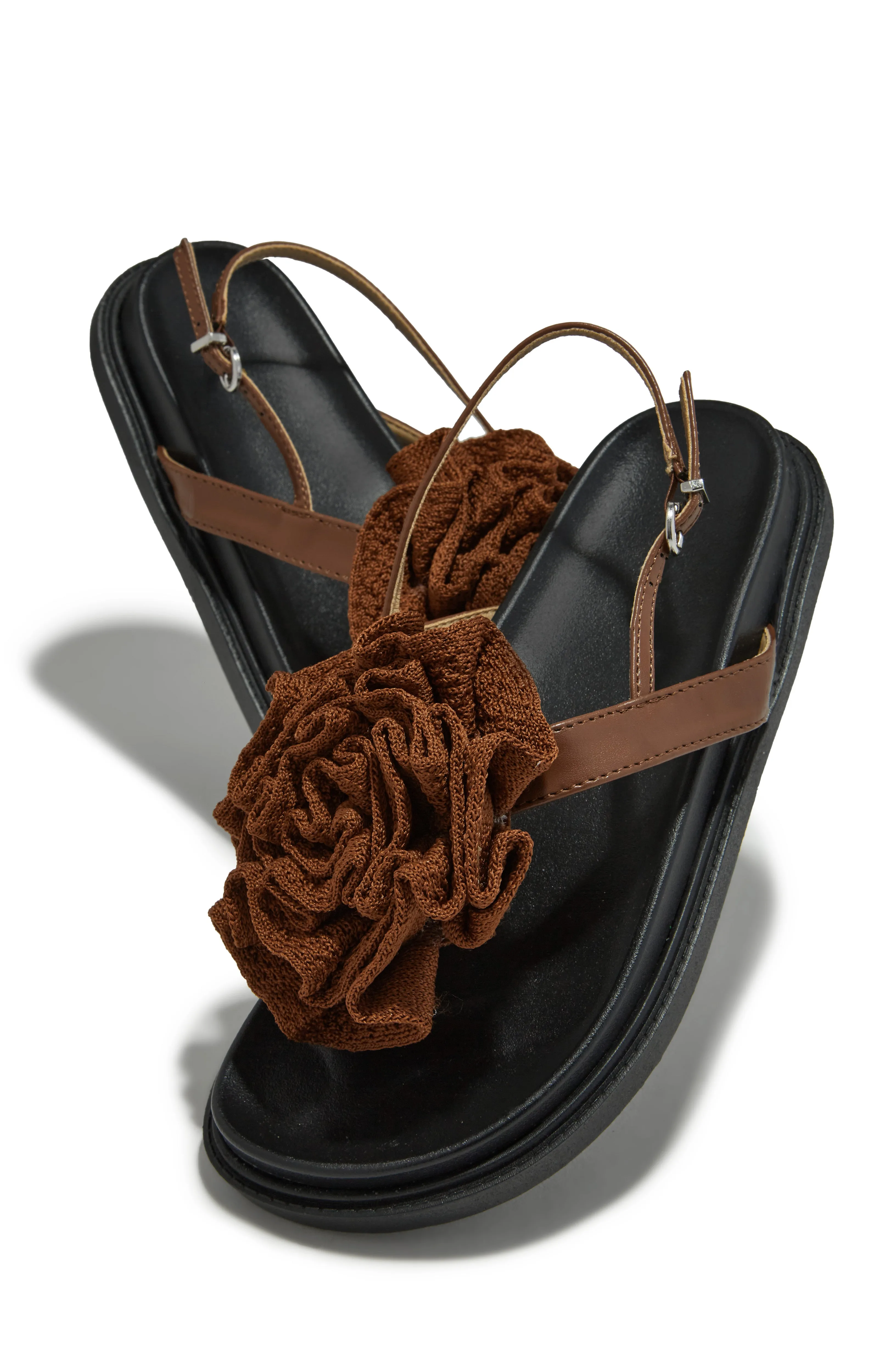 Florence Flower Chunky Sandals - Brown sold by Miss Lola product image thumbnail 3
