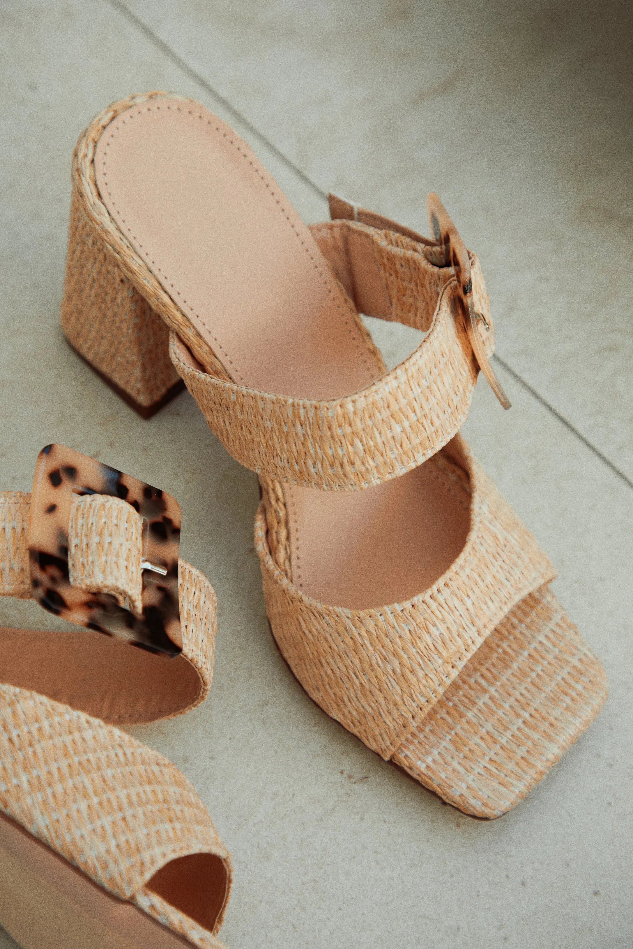 Naya Block Heel Mules - Nude sold by Miss Lola