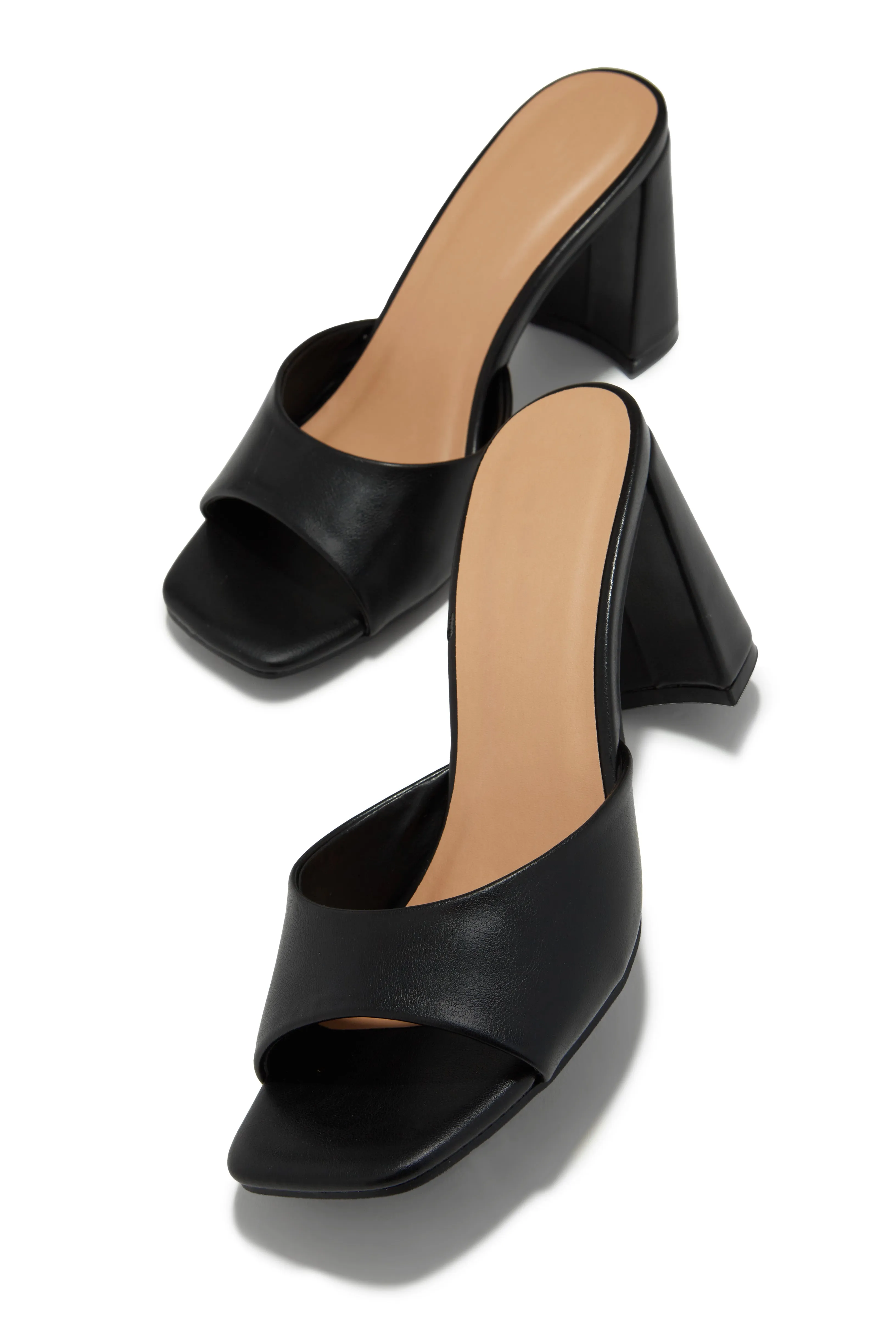 Layla Block Heel Mules - Black PU sold by Miss Lola product image thumbnail 2