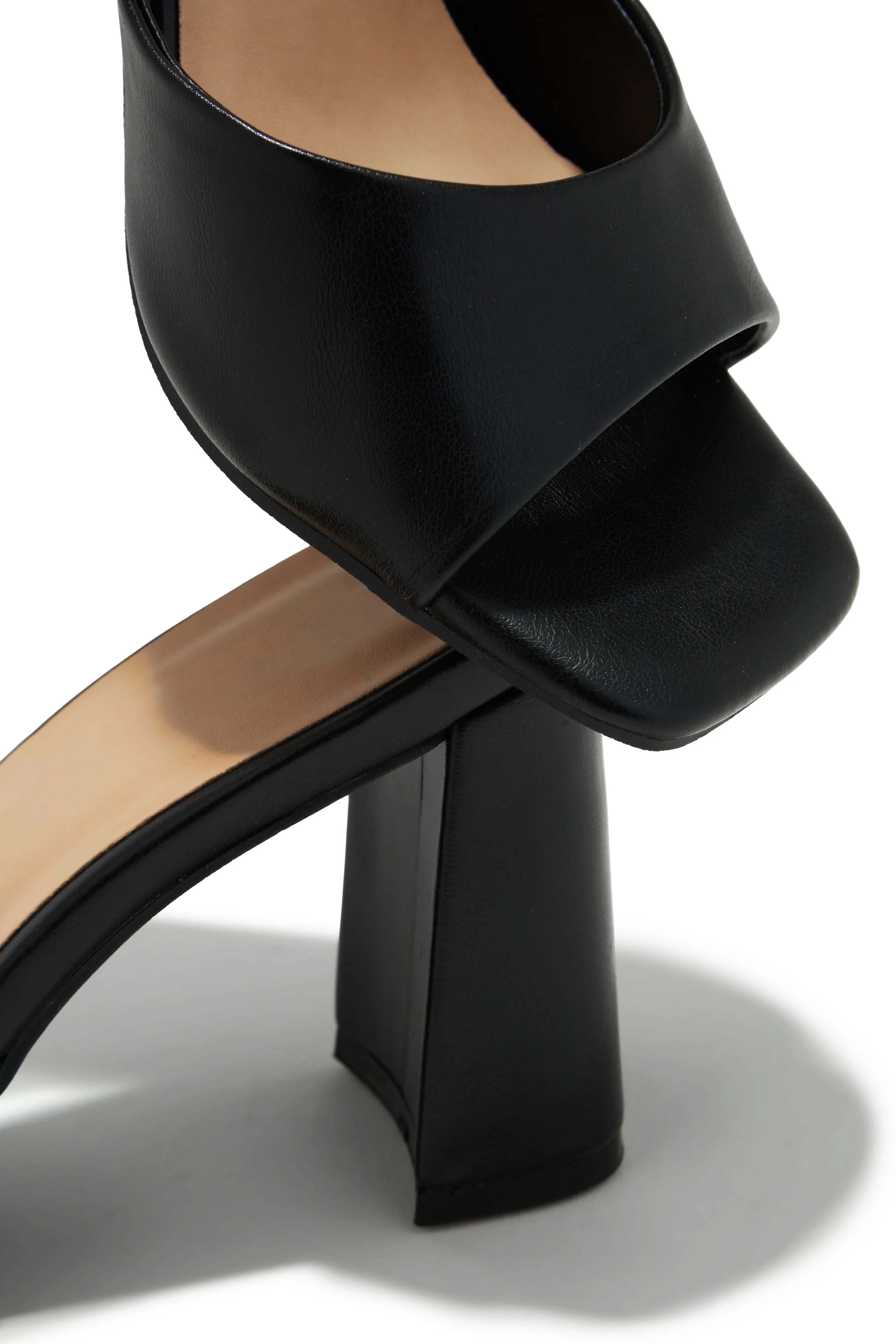 Layla Block Heel Mules - Black PU sold by Miss Lola product image thumbnail 3