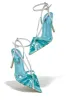 Kataya Ankle Strap Pointed Toe Heels - Blue sold by Miss Lola