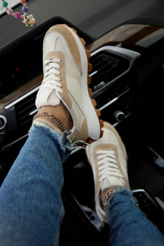 Set Goals Lace Up Sneakers - Beige sold by Miss Lola