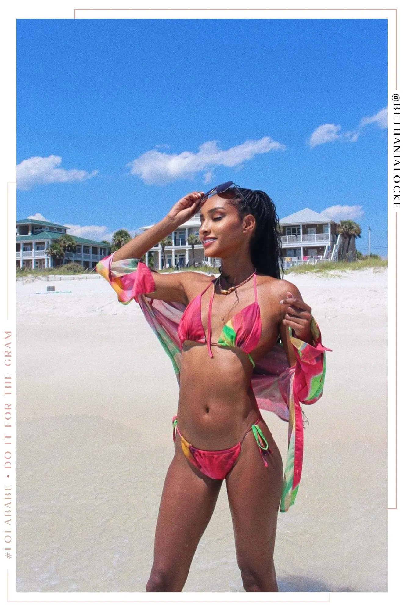 Bajo El Sol Two Piece Bikini Set - Pink Print sold by Miss Lola product image thumbnail 5