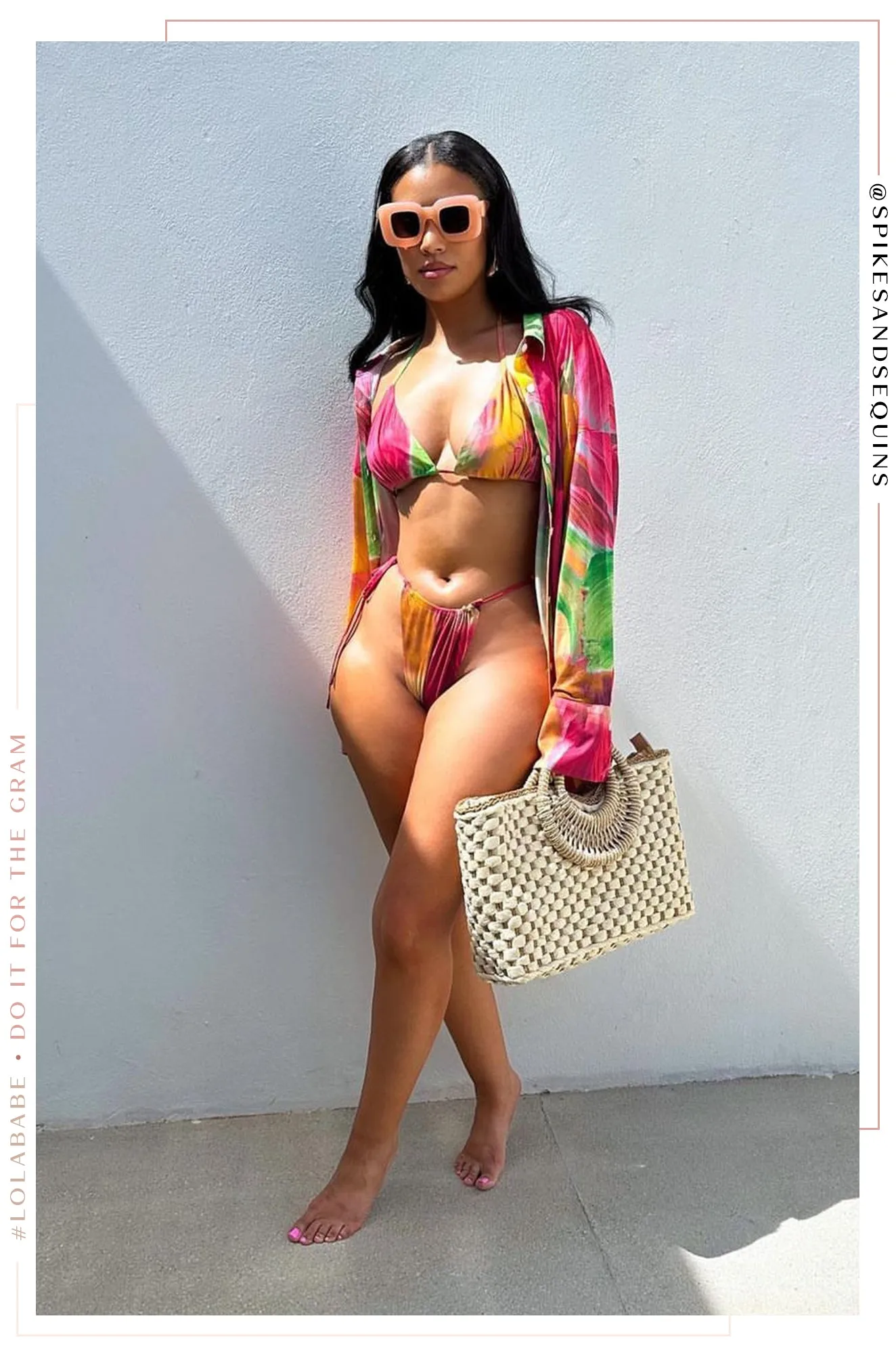 Bajo El Sol Two Piece Bikini Set - Pink Print sold by Miss Lola product image thumbnail 2