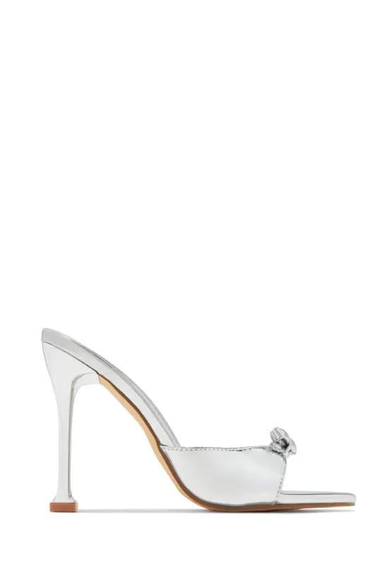 Jaya High Heel Mules - Silver sold by Miss Lola