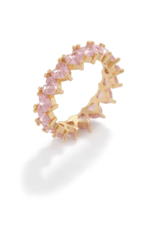True Romance Heart Shaped Embellished Ring - Pink sold by Miss Lola