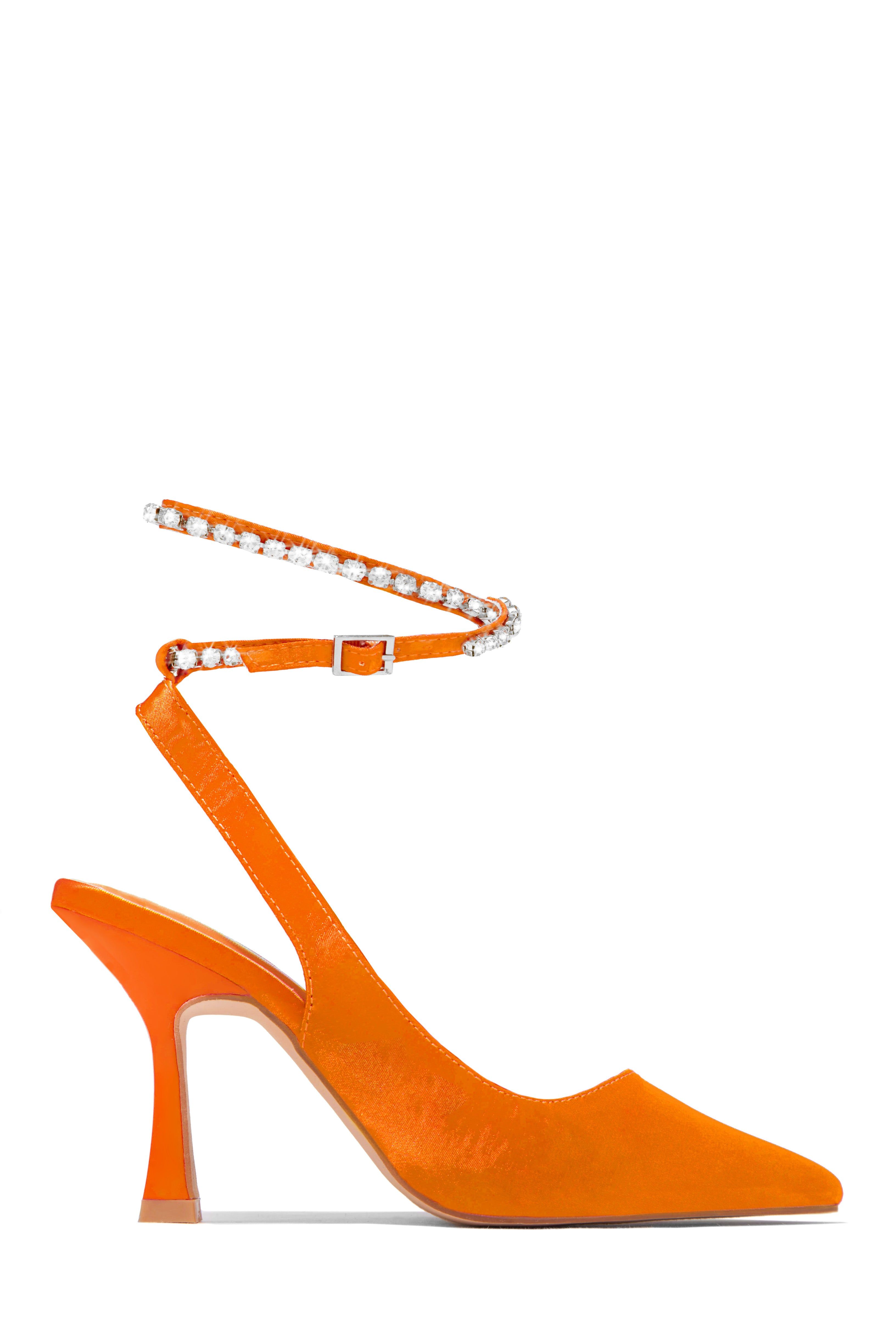 Millionaire Mid Heel Pumps - Orange sold by Miss Lola