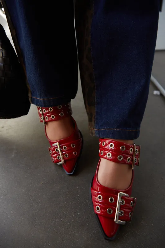 Alda Pointed Toe Flats - Red sold by Miss Lola