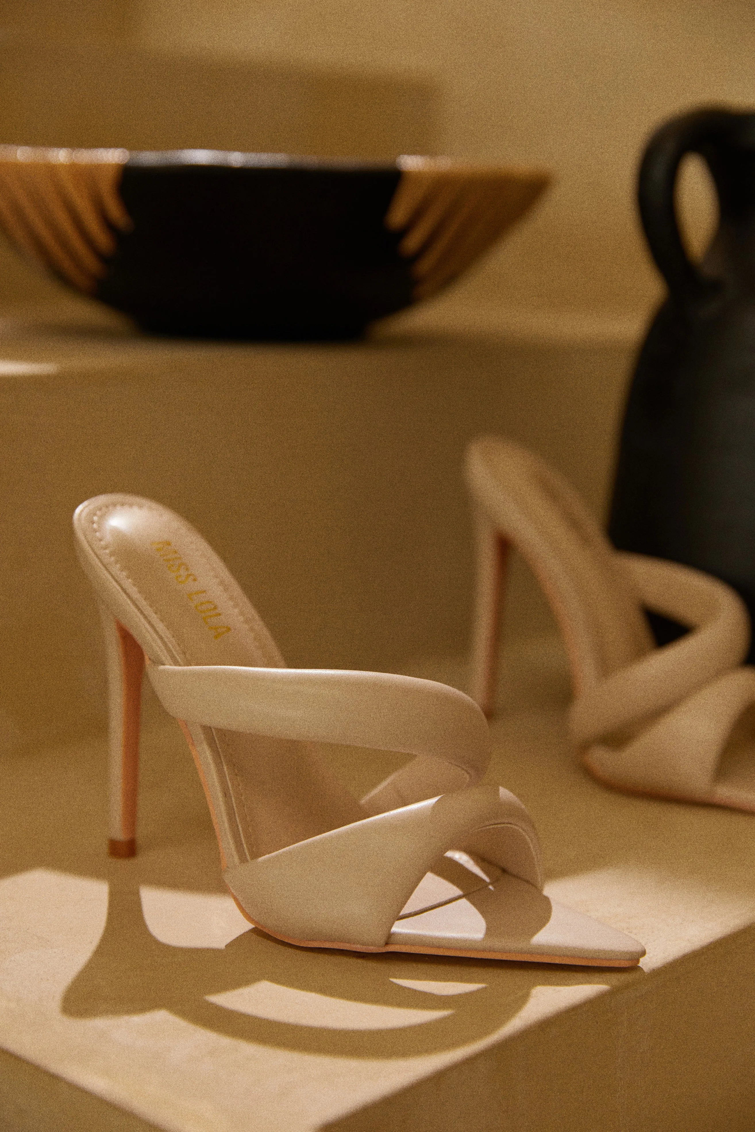 Ryett High Heel Mules - Bone sold by Miss Lola