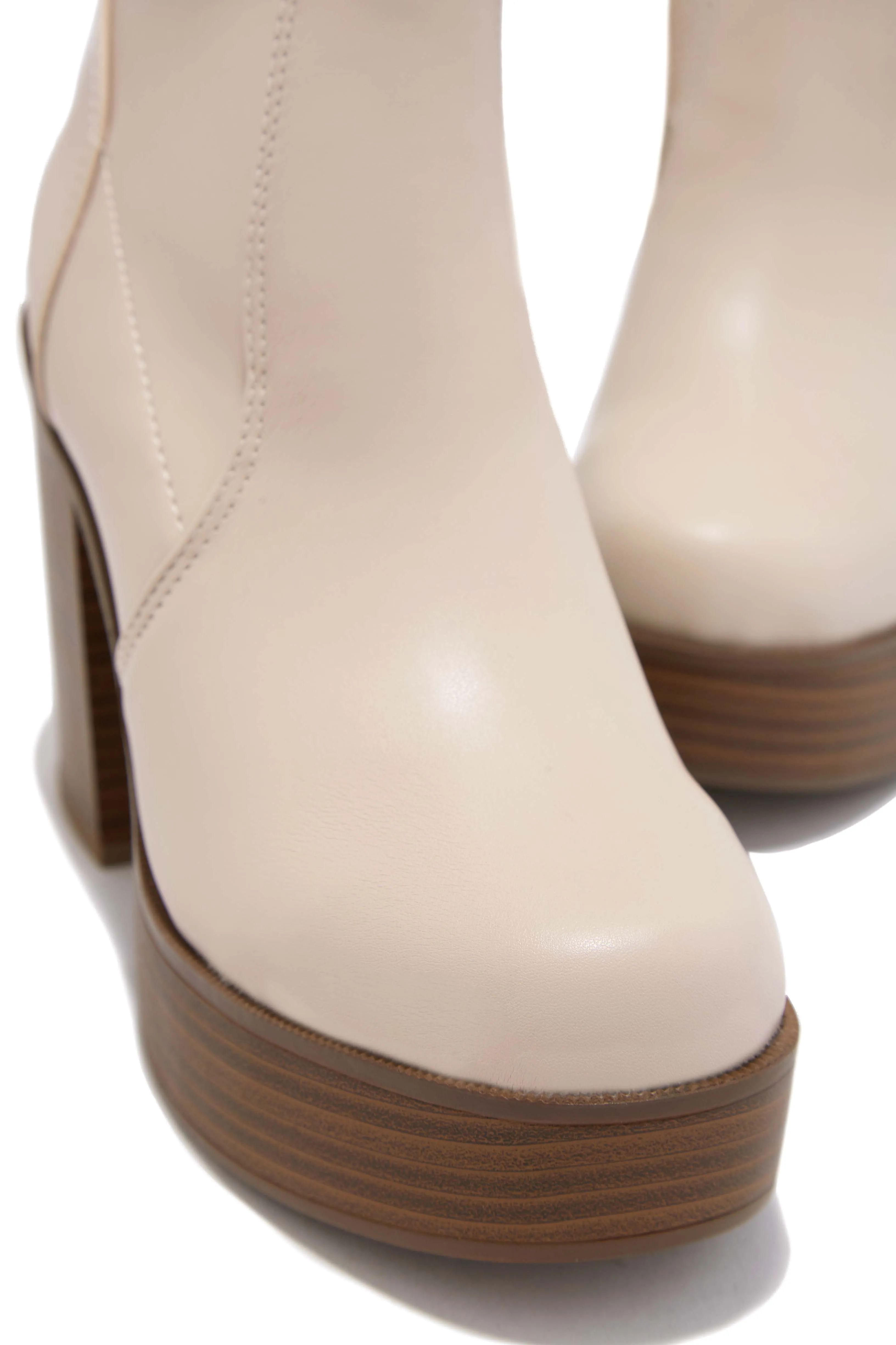 Aspen Block Heel Platform Ankle Boots - Bone sold by Miss Lola product image thumbnail 5