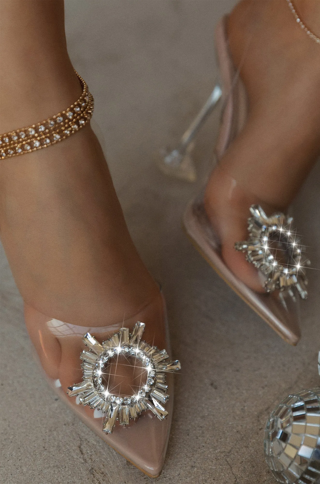 Luxe Affair Embellished Clear Pointed Toe Pumps - Nude sold by Miss Lola product image thumbnail 2