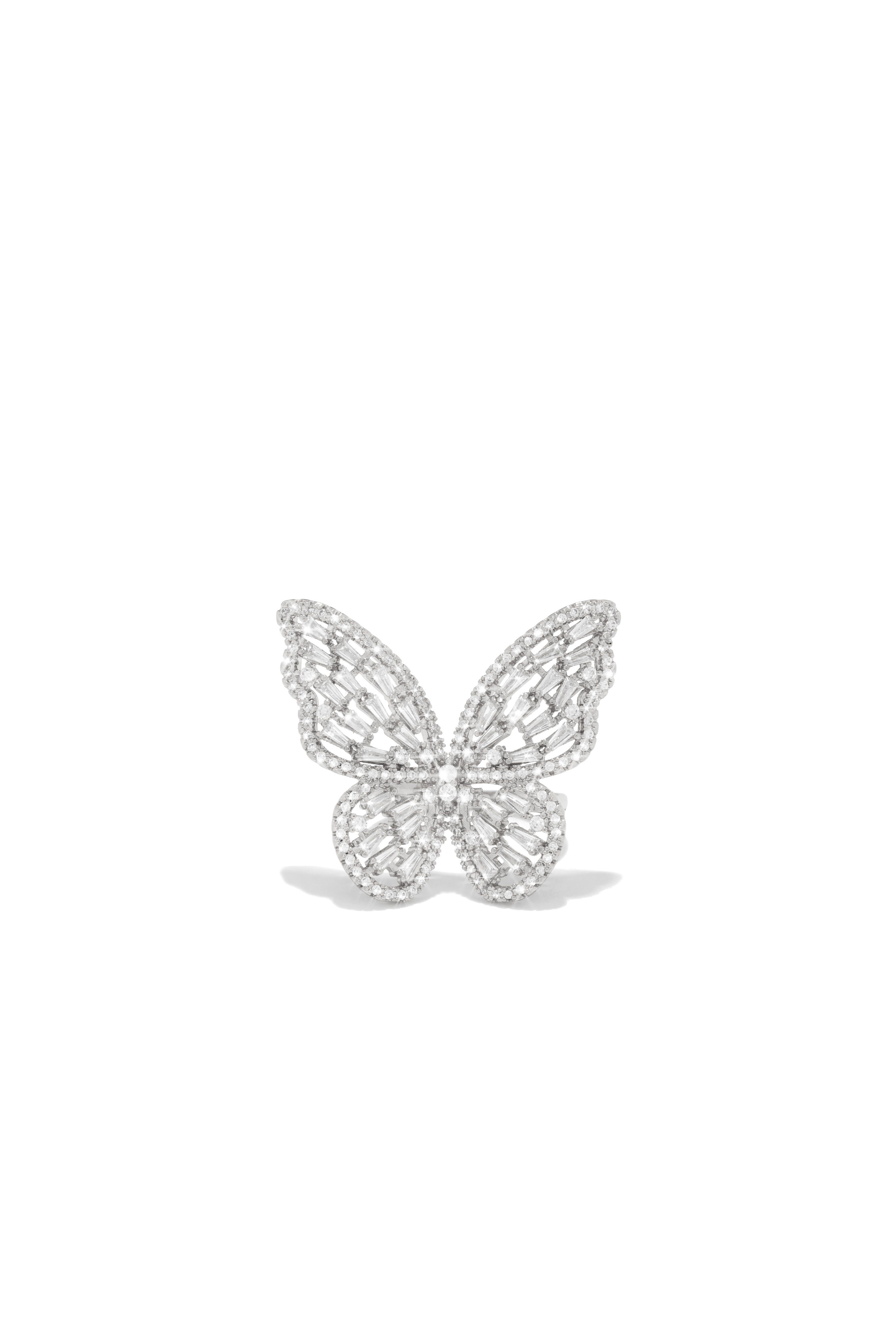 My Baby Cubic Zirconia Embellished Butterfly Ring - Silver sold by Miss Lola product image thumbnail 3