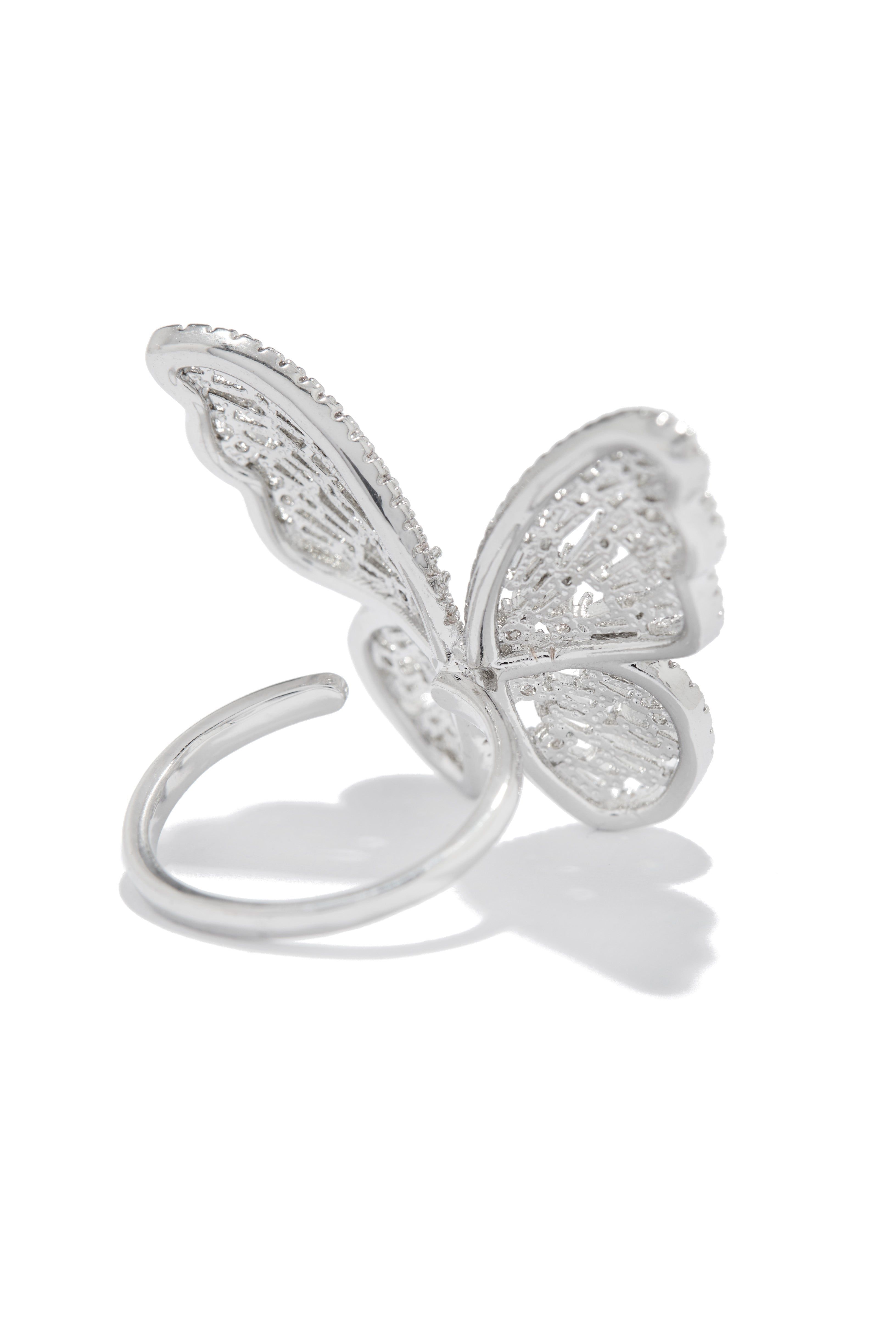 My Baby Cubic Zirconia Embellished Butterfly Ring - Silver sold by Miss Lola product image thumbnail 4
