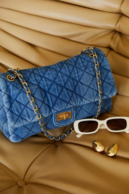 Madeline Crossbody Shoulder Bag - Denim sold by Miss Lola