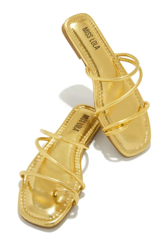 Summer Essentials Slip On Sandals - Gold sold by Miss Lola