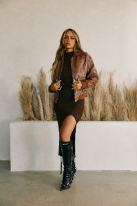Cleo PU Jacket - Camel sold by Miss Lola