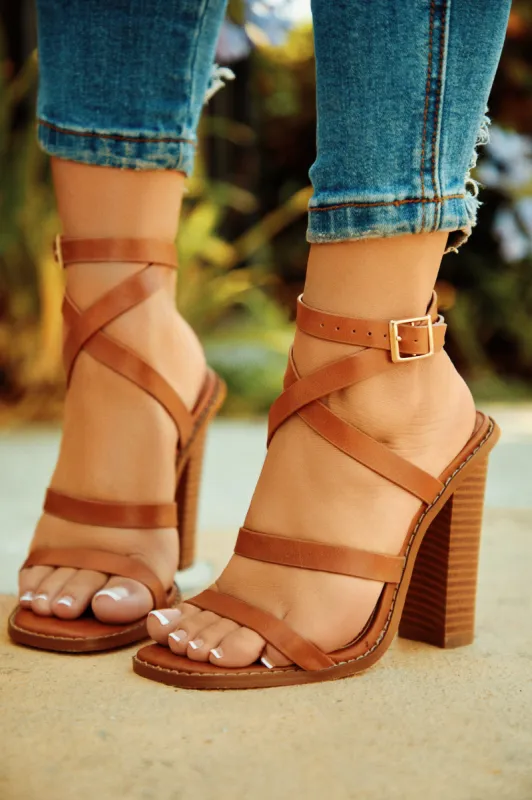 Jennie Strappy High Heels - Tan sold by Miss Lola