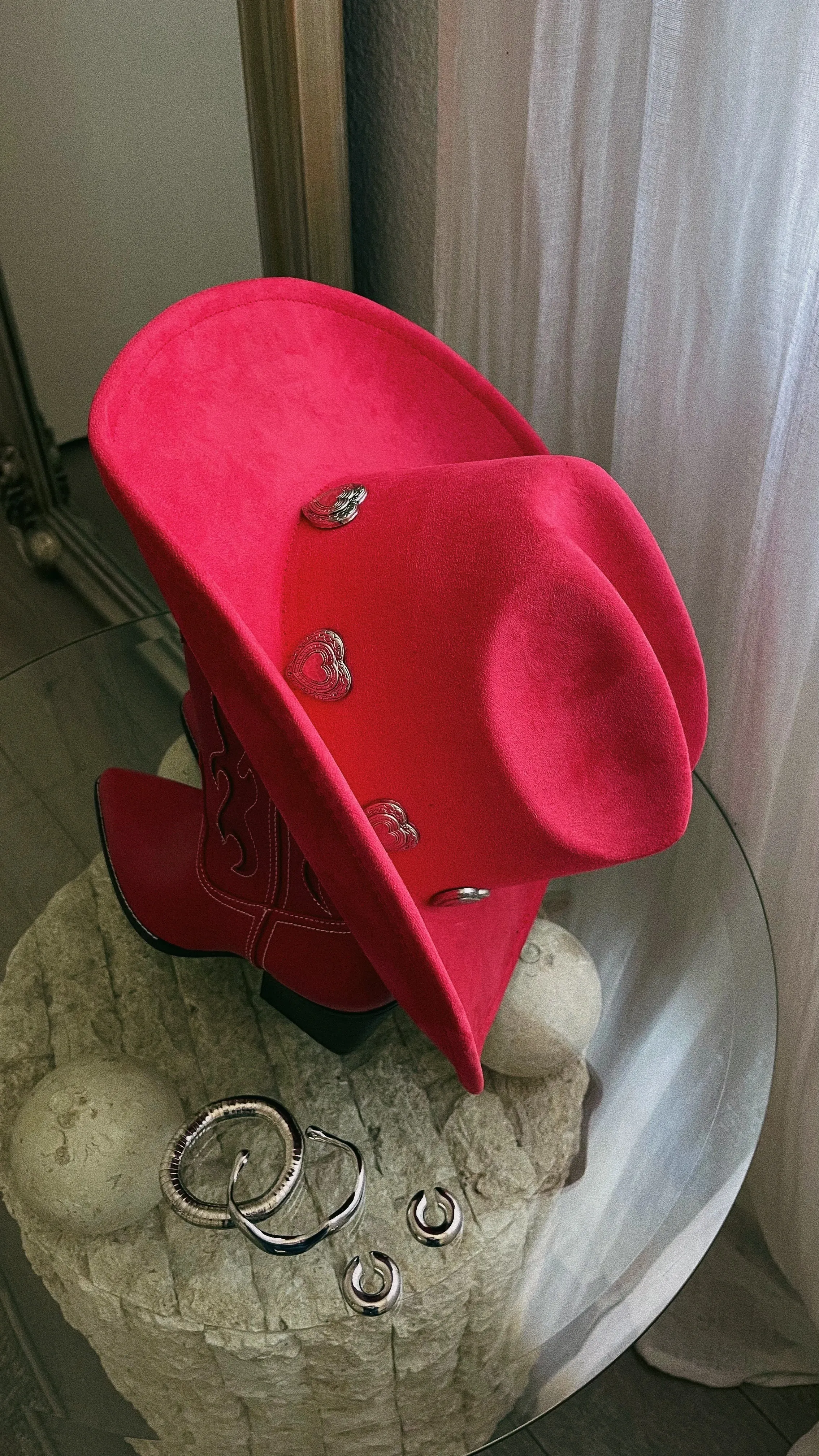 Heartbreaker Heart Pendants Cowgirl Hat - Red sold by Miss Lola product image thumbnail 3