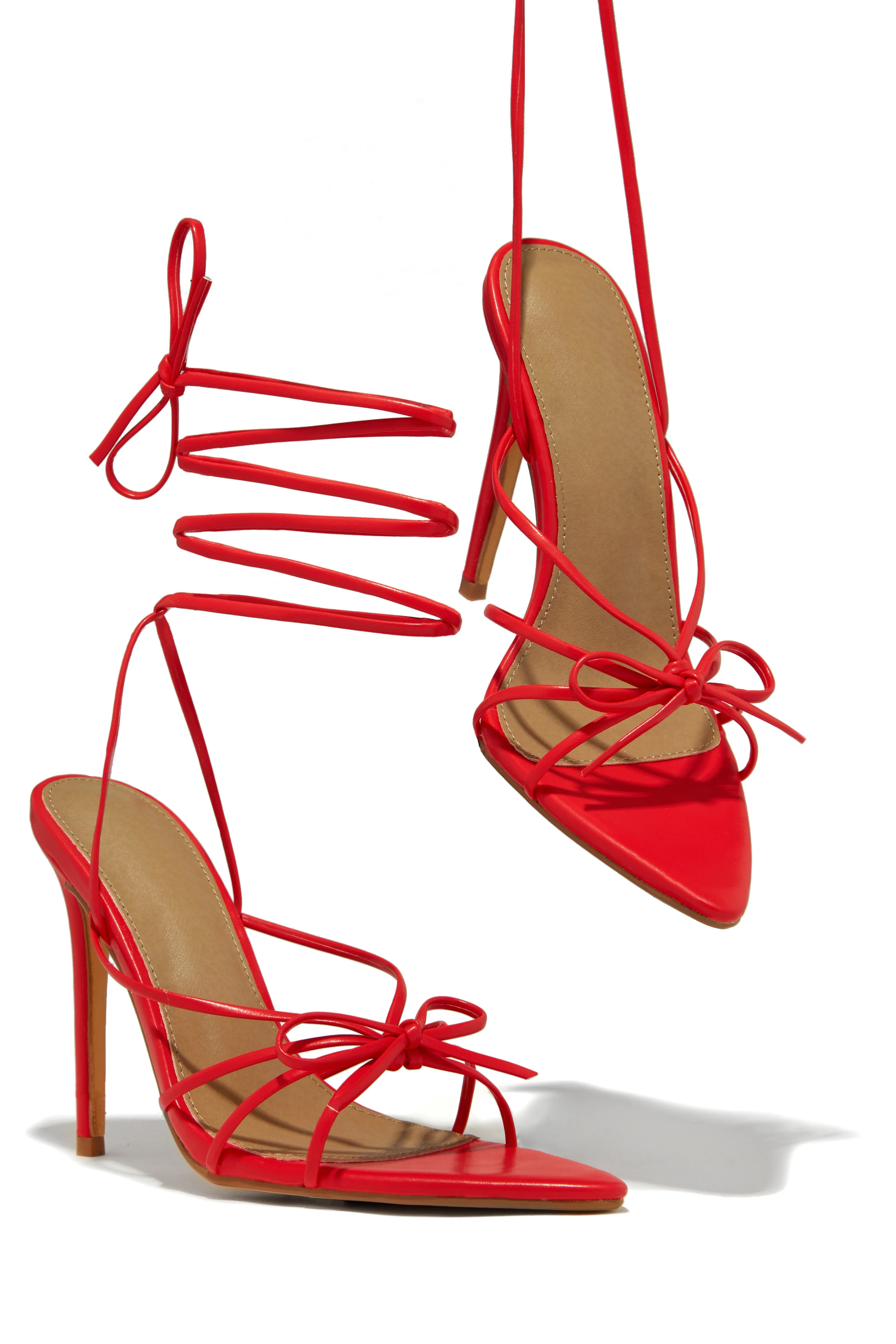 Joelle Lace Up High Heels - Red sold by Miss Lola product image thumbnail 2