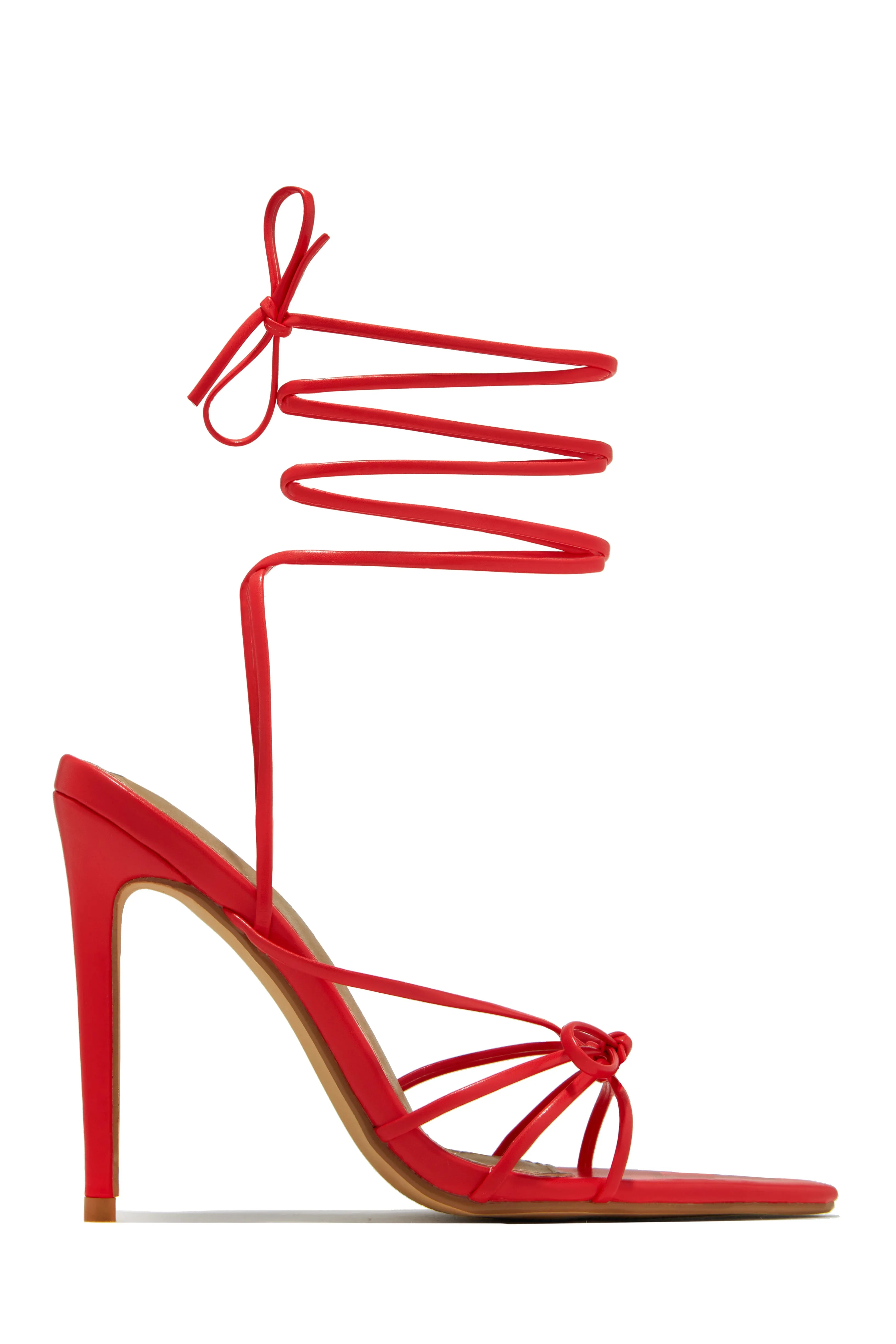 Joelle Lace Up High Heels - Red sold by Miss Lola product image thumbnail 5