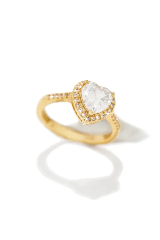 Only Yours Embellished Heart Stone Ring - Gold sold by Miss Lola