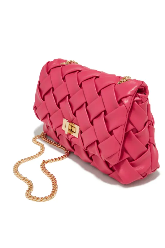 Naydine Woven Crossbody Handbag - Pink sold by Miss Lola