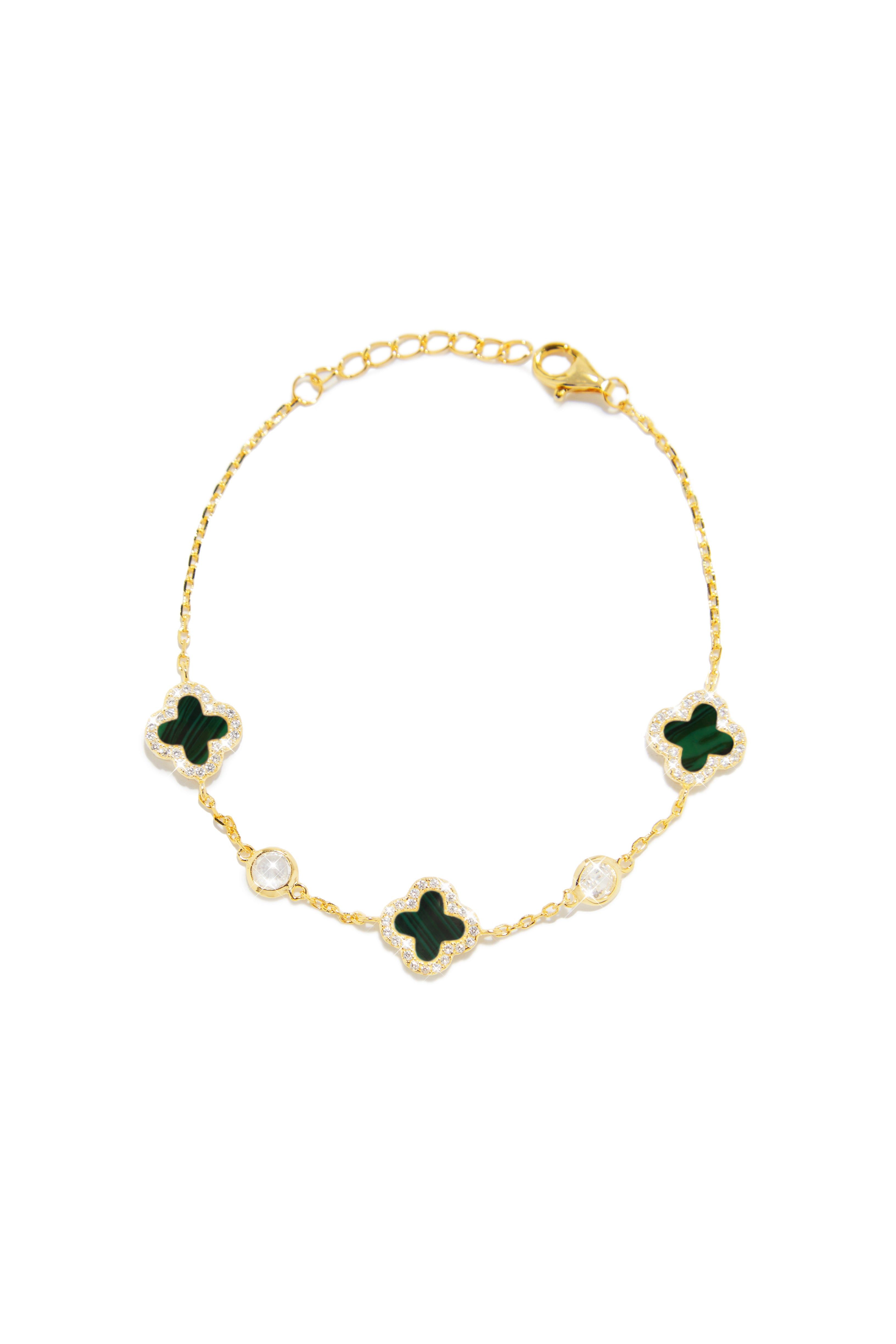 Golden Paradise Sterling Silver Clover Bracelet - Green sold by Miss Lola product image thumbnail 3