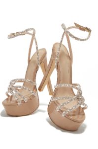 Birthday Behavior Embellished Platform Heels - Nude sold by Miss Lola