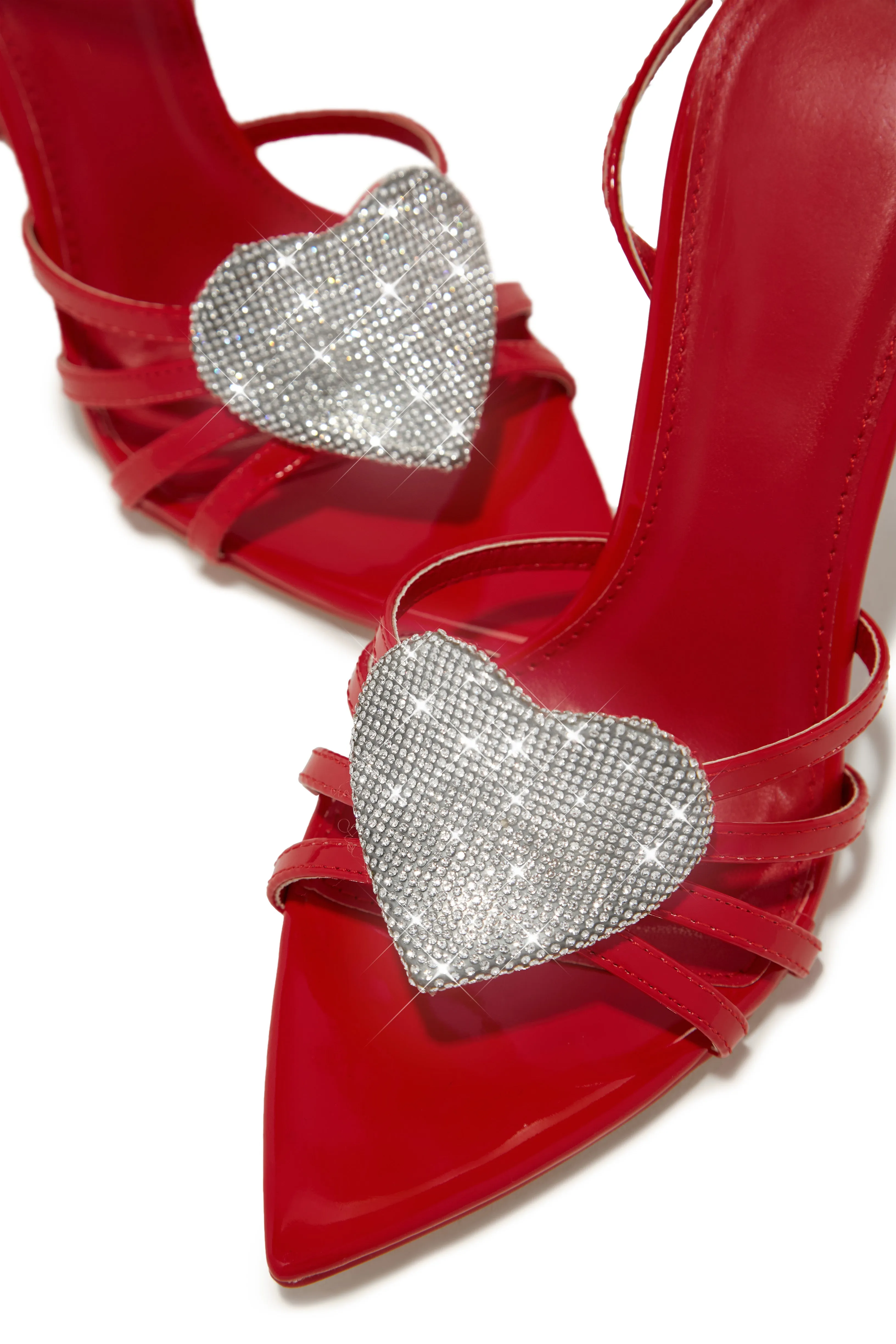 Heartbreaker Heart Embellished High Heels - Red sold by Miss Lola