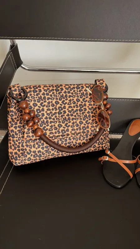 Chloey Flapover Shoulder Bag - Leopard sold by Miss Lola