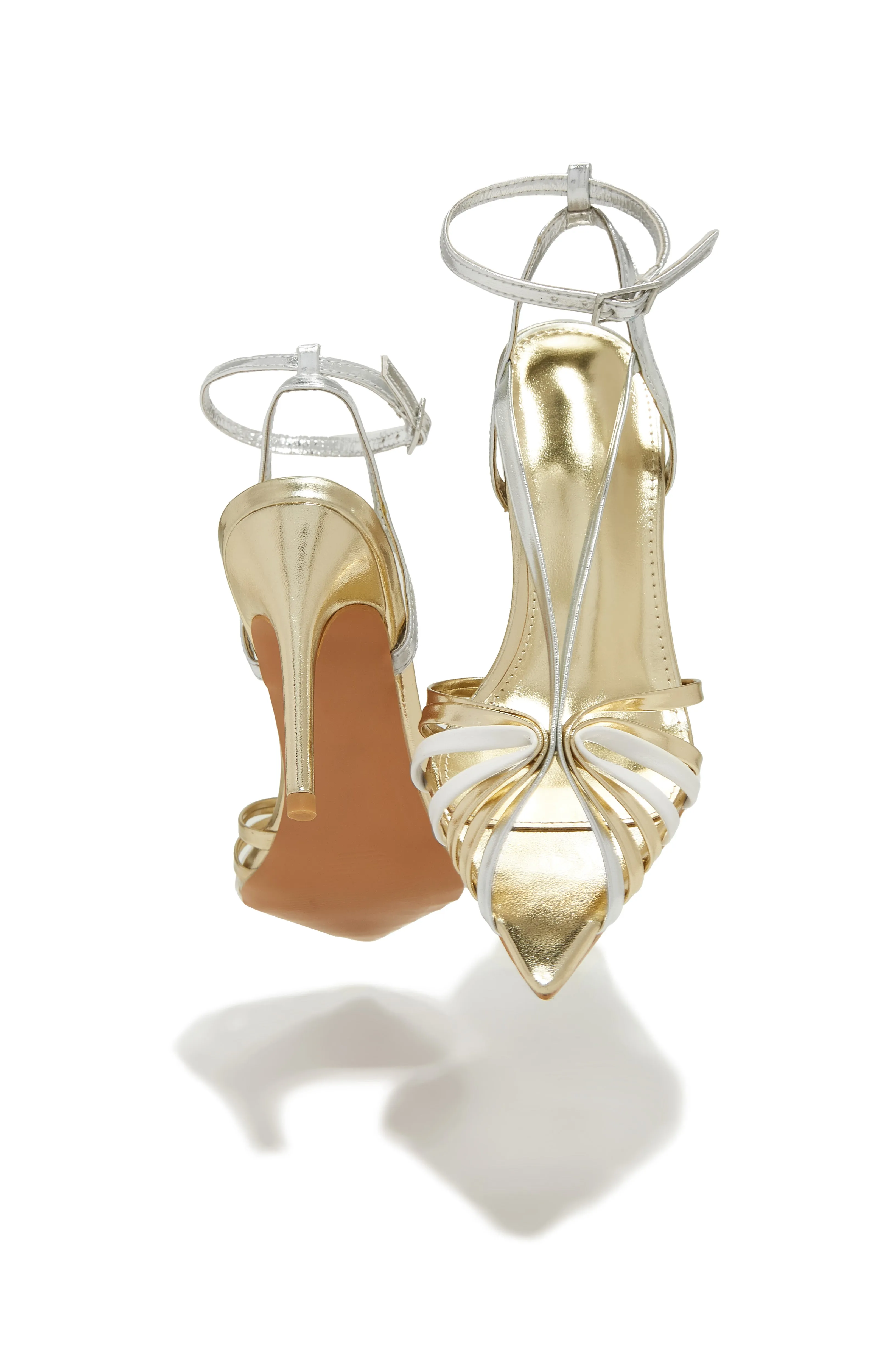 Kataya Ankle Strap Pointed Toe Heels - Gold sold by Miss Lola product image thumbnail 3