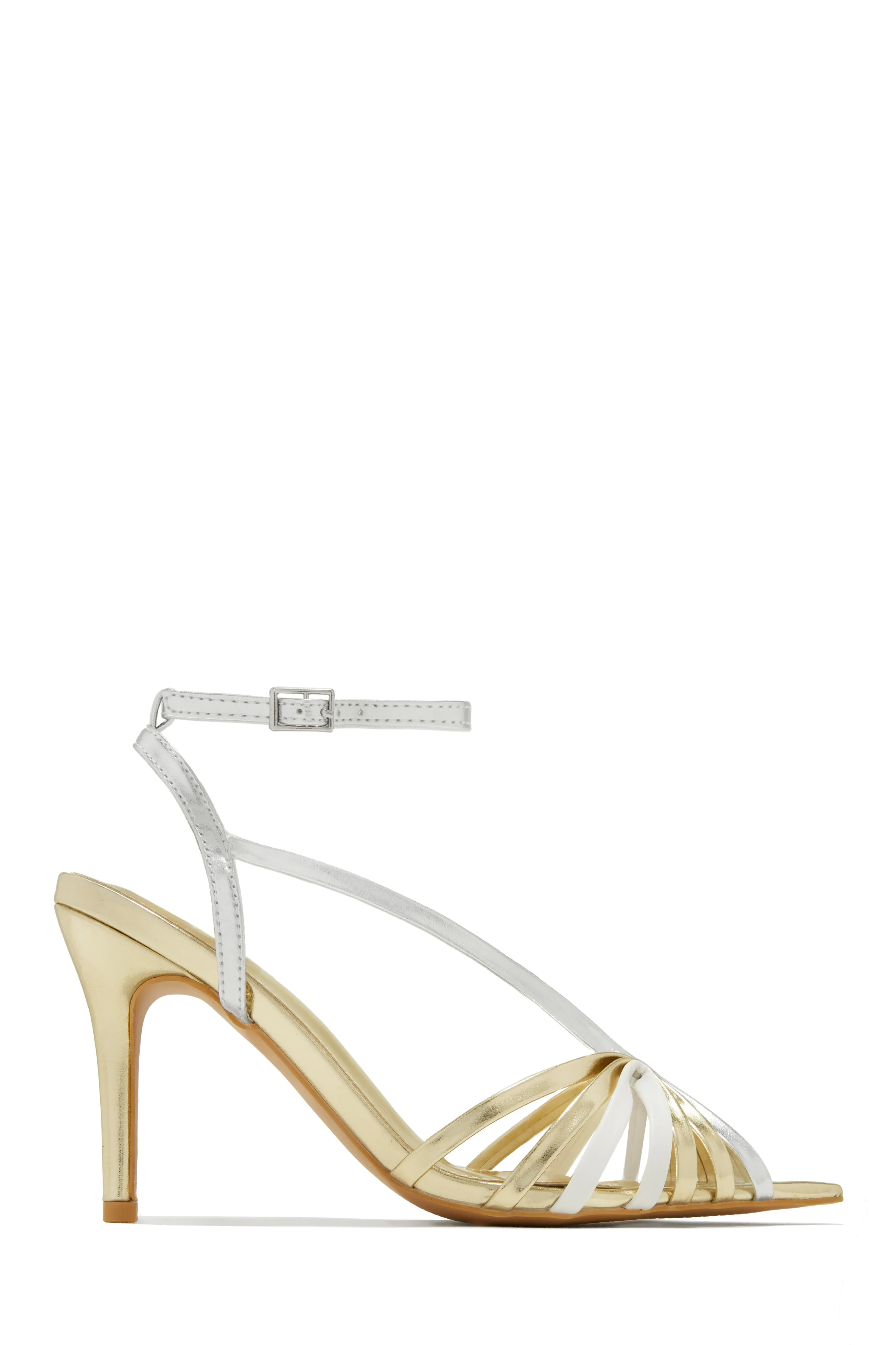 Kataya Ankle Strap Pointed Toe Heels - Gold sold by Miss Lola product image thumbnail 4