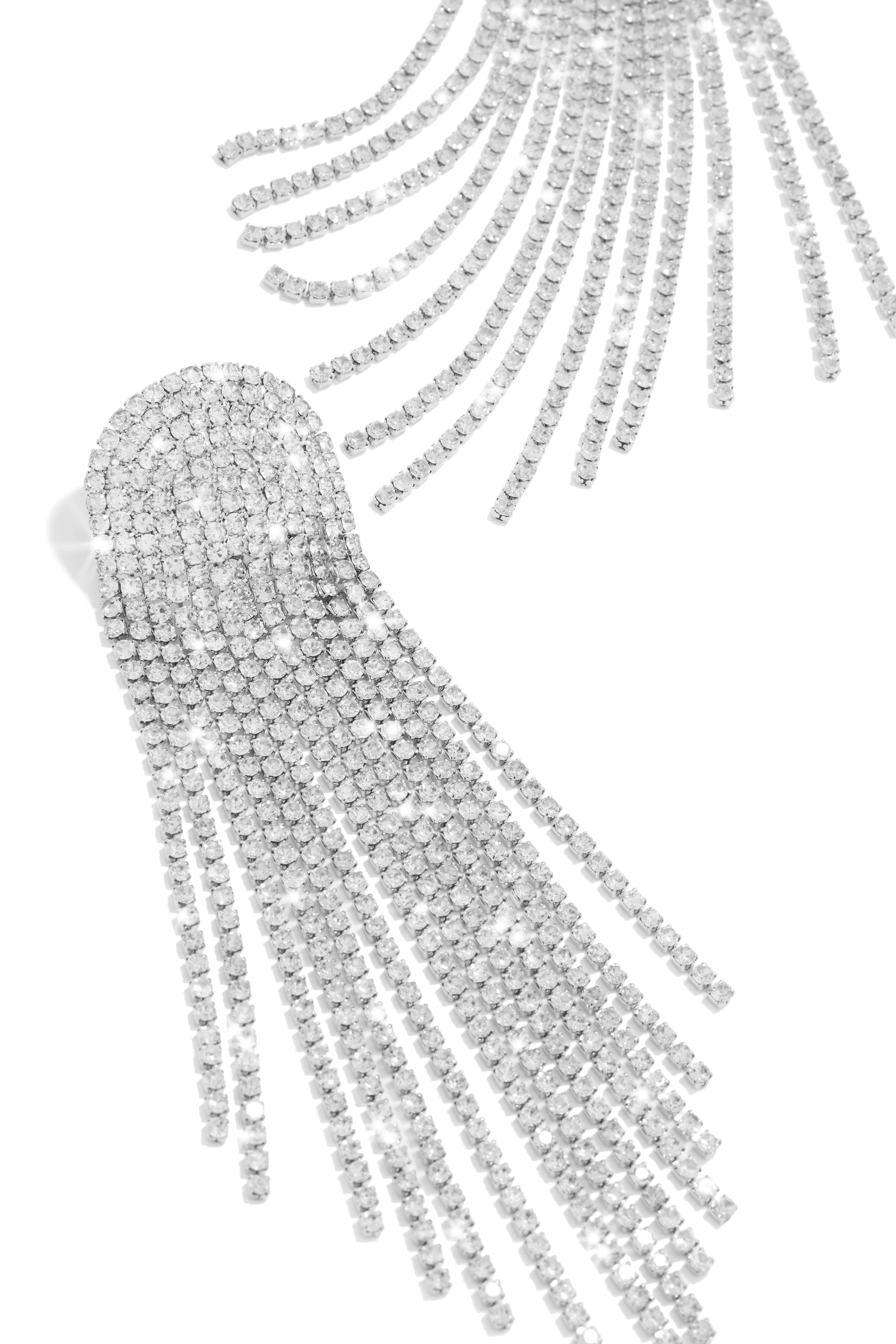 Elania Embellished Fringe Earring - Silver sold by Miss Lola product image thumbnail 2