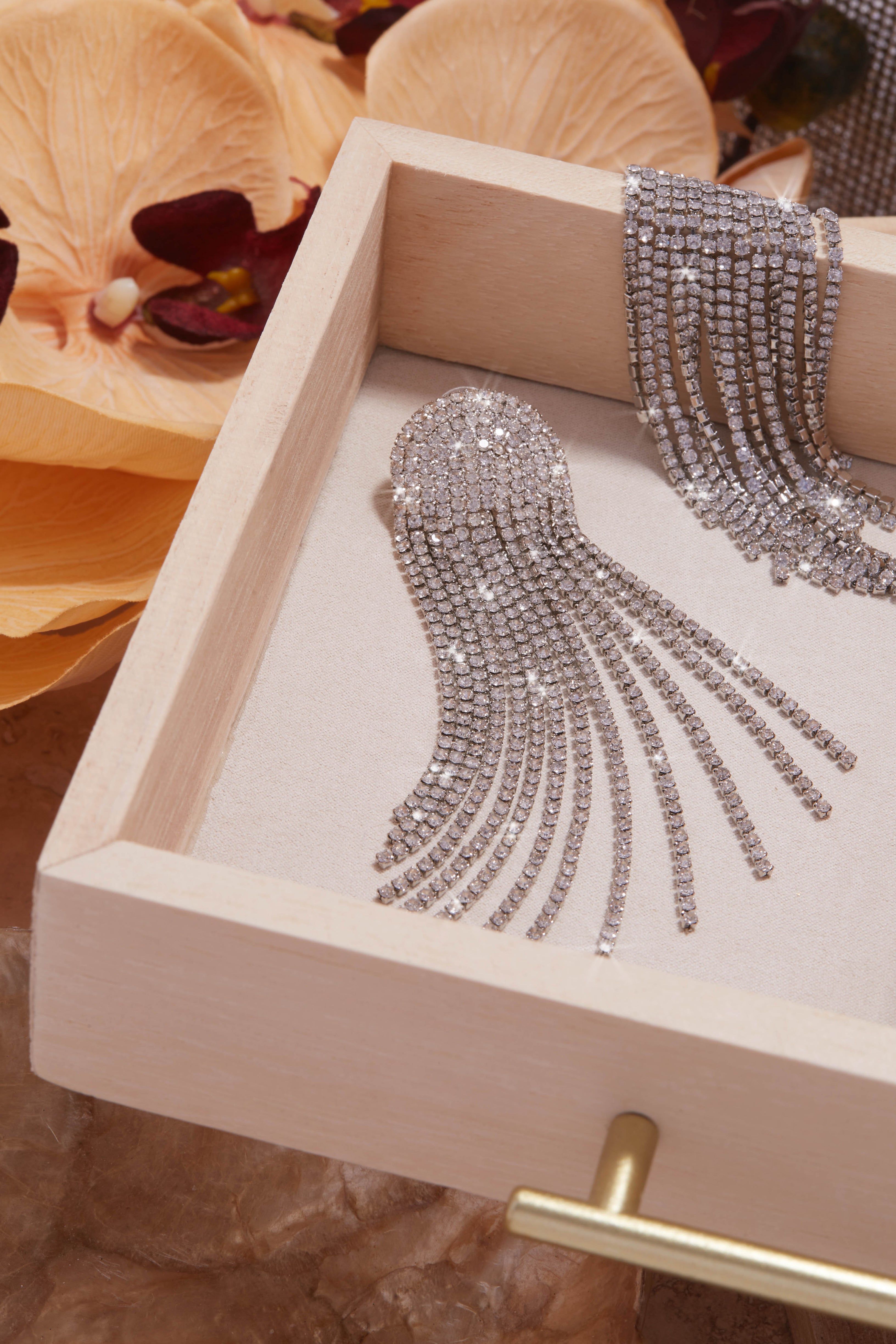 Elania Embellished Fringe Earring - Silver sold by Miss Lola product image thumbnail 4