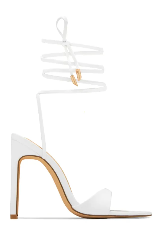 Sun Kissed Nights Lace Up High Heels - White sold by Miss Lola