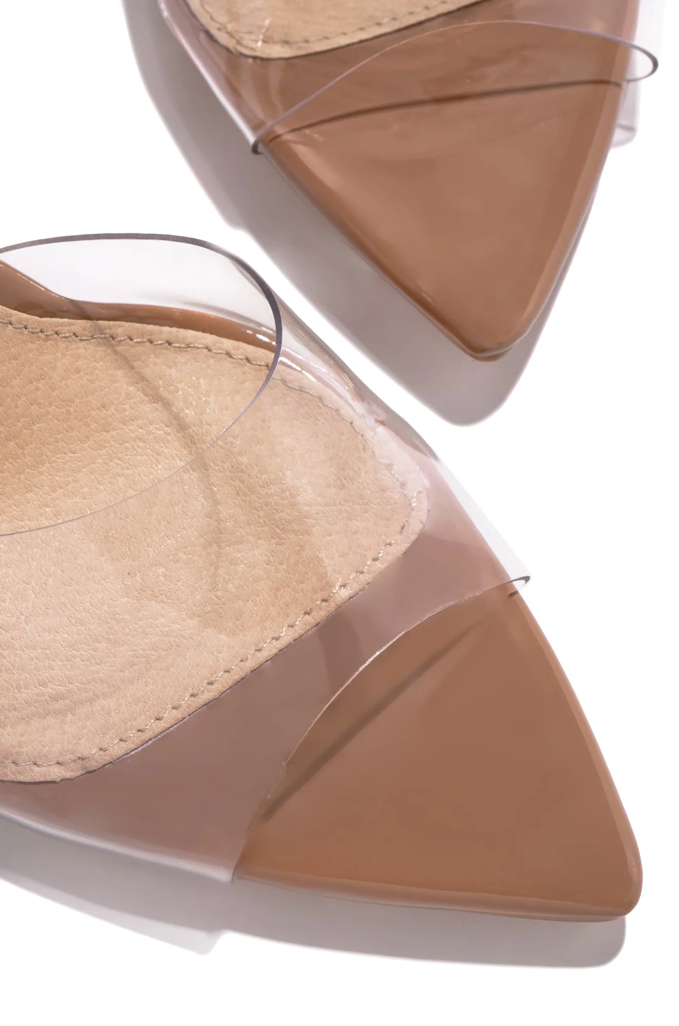 Beauty Blogger Clear Strap Heel Mules - Camel sold by Miss Lola product image thumbnail 3