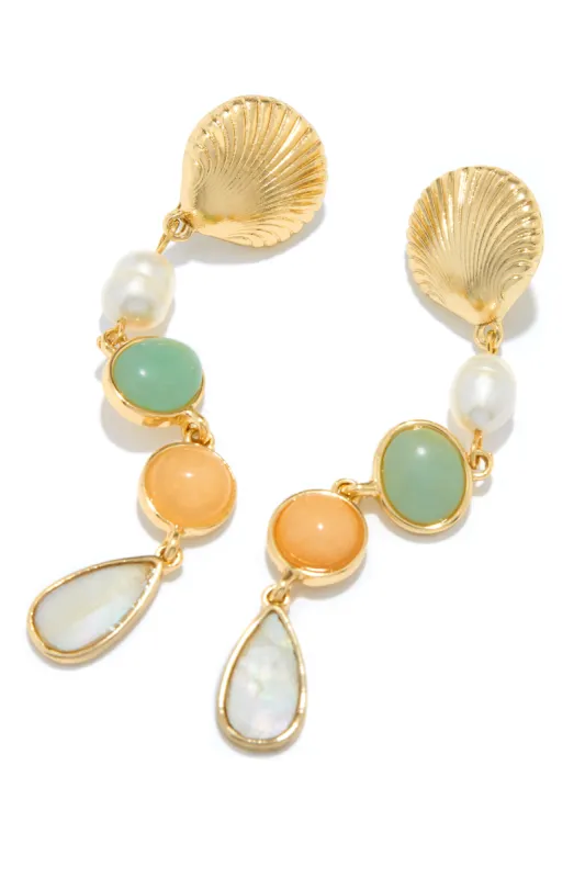 Isla Paraiso Multi Stone Dangle Earring - Green Multi sold by Miss Lola