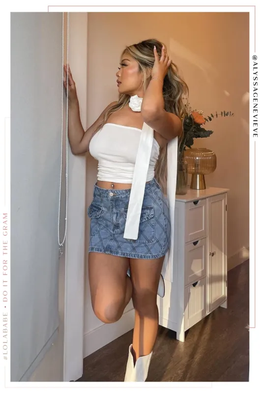 Sheyna Denim Skirt - Denim sold by Miss Lola