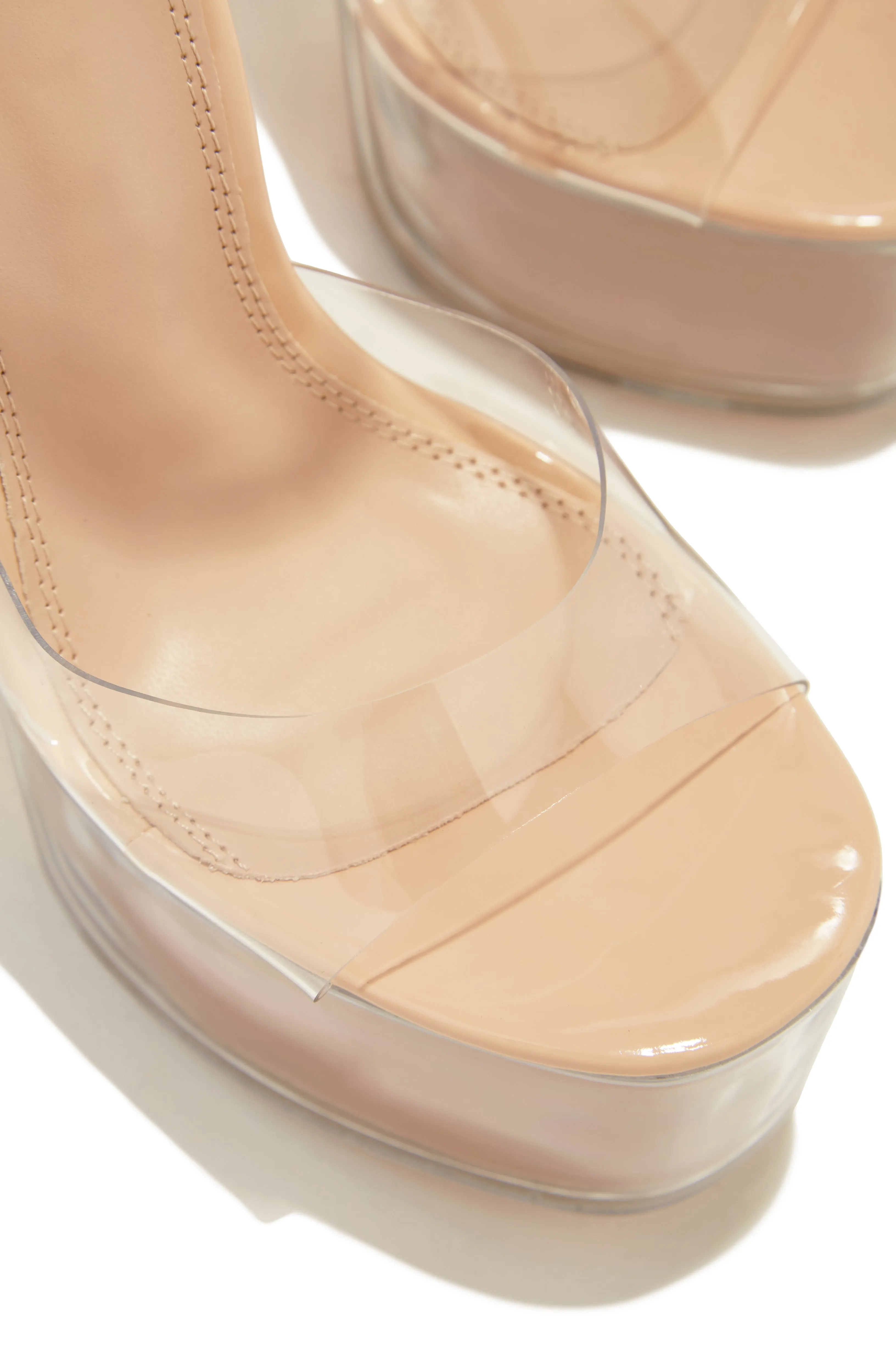 Venus Clear Platform Block High Heels - Clear Nude sold by Miss Lola product image thumbnail 3