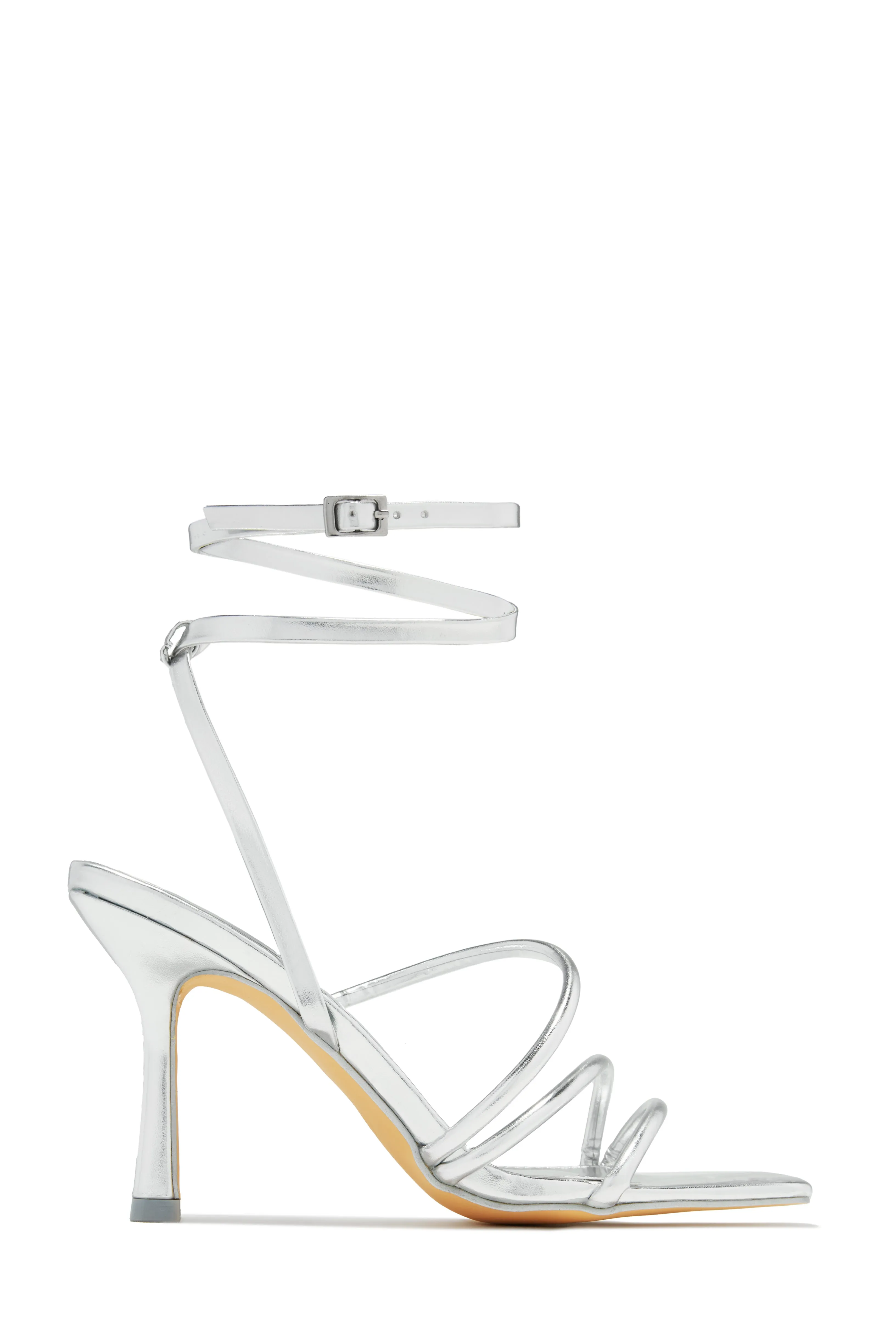 Katti Strappy Mid Heels - Silver sold by Miss Lola product image thumbnail 3